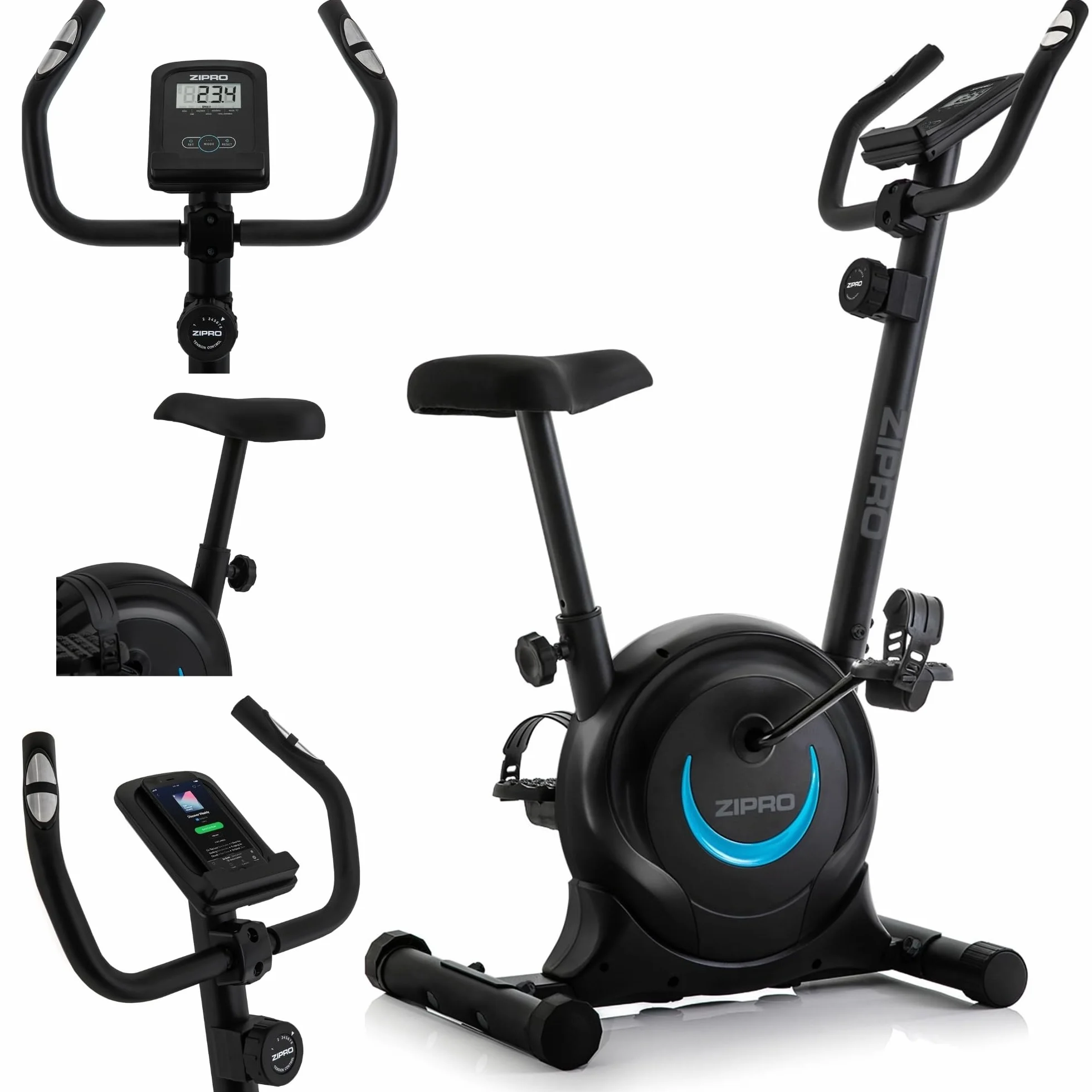 ZIPRO Vélo d'Appartement Adulte Résistance Magnétique 8 Niveaux Écran LCD