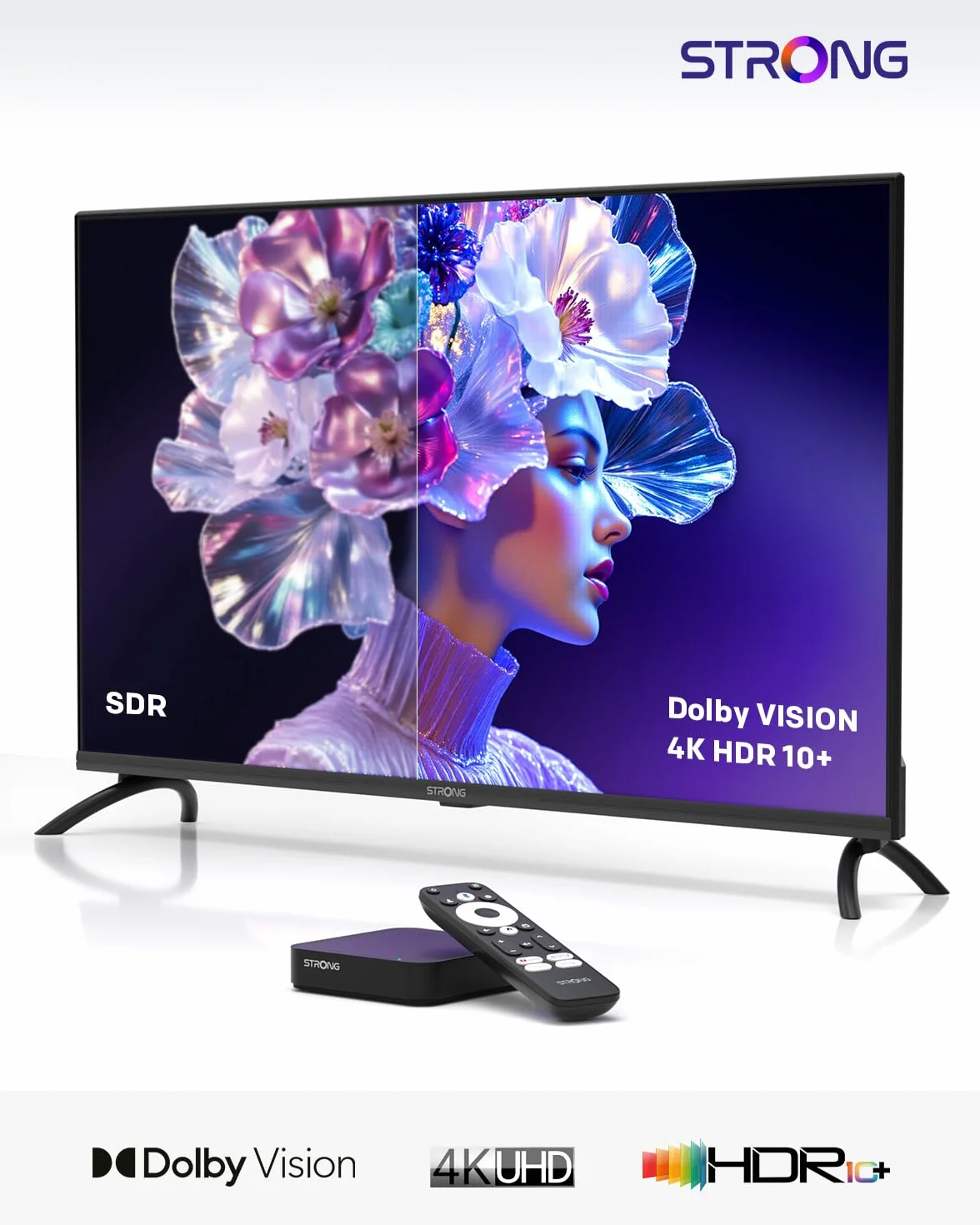 STRONG Leap-S3 Streaming Box Google TV 4K UHD avec Port Ethernet, 2GB RAM + 16GB Stockage, Chromecast Intégré, WiFi, Assistant Google Vocal, HDR10+, Dolby Audio & Dolby Vision