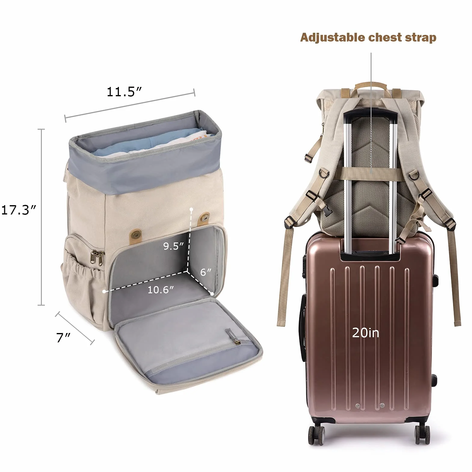 bagsmart Sac à dos pour appareil photo reflex numérique - En toile - Antivol - Imperméable - Avec protection contre la pluie - Pour ordinateur portable de 15" - Appareil photo reflex numérique -