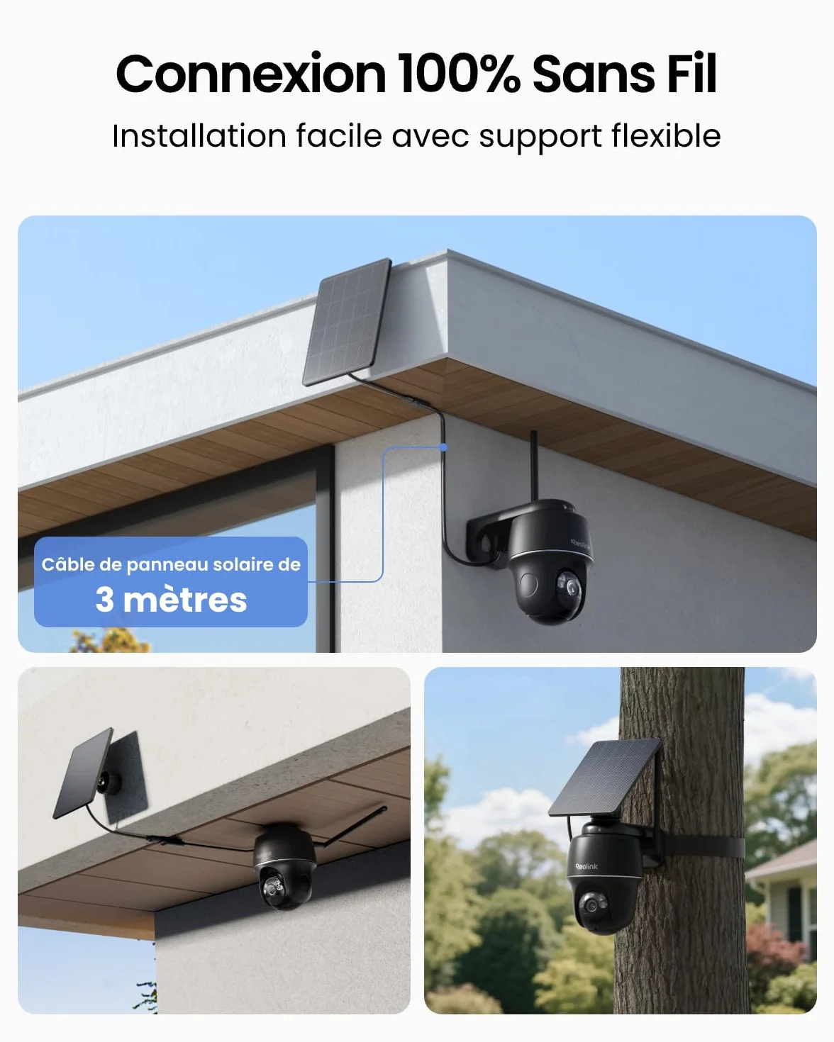 Reolink 5MP Camera Solaire Exterieur WiFi sans Fil, 2,4/5Ghz WiFi, 360° Camera Exterieur Batteries, Détection Personne/Véhicule/Animal, Audio Bidirectionnel, Siren, Argus PT+Panneau Solaire