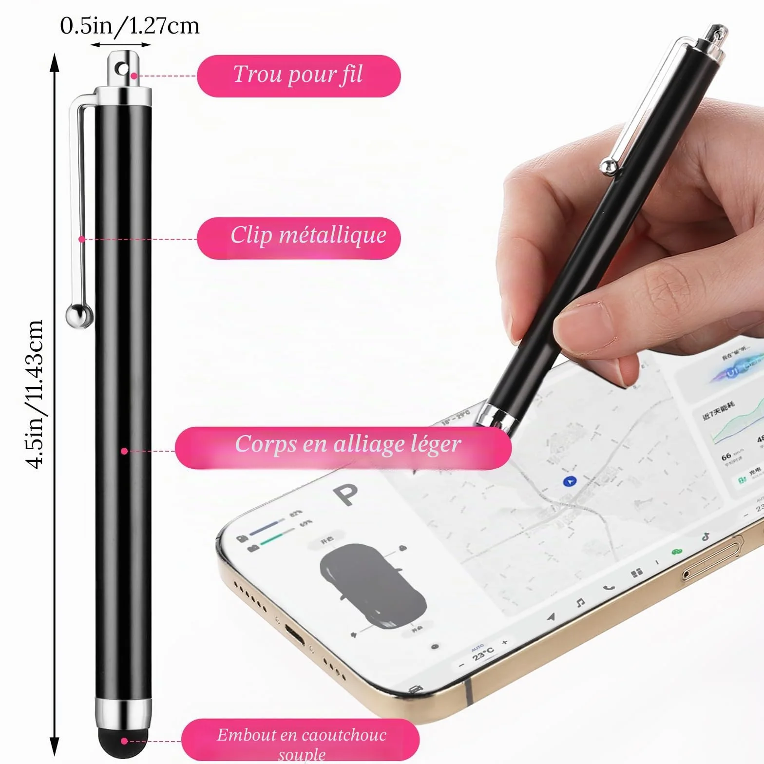 Andibro Stylets Universels pour Écrans Tactiles, 2 Pièces, Compatibles Tablette Smartphone Ordinateur Portable