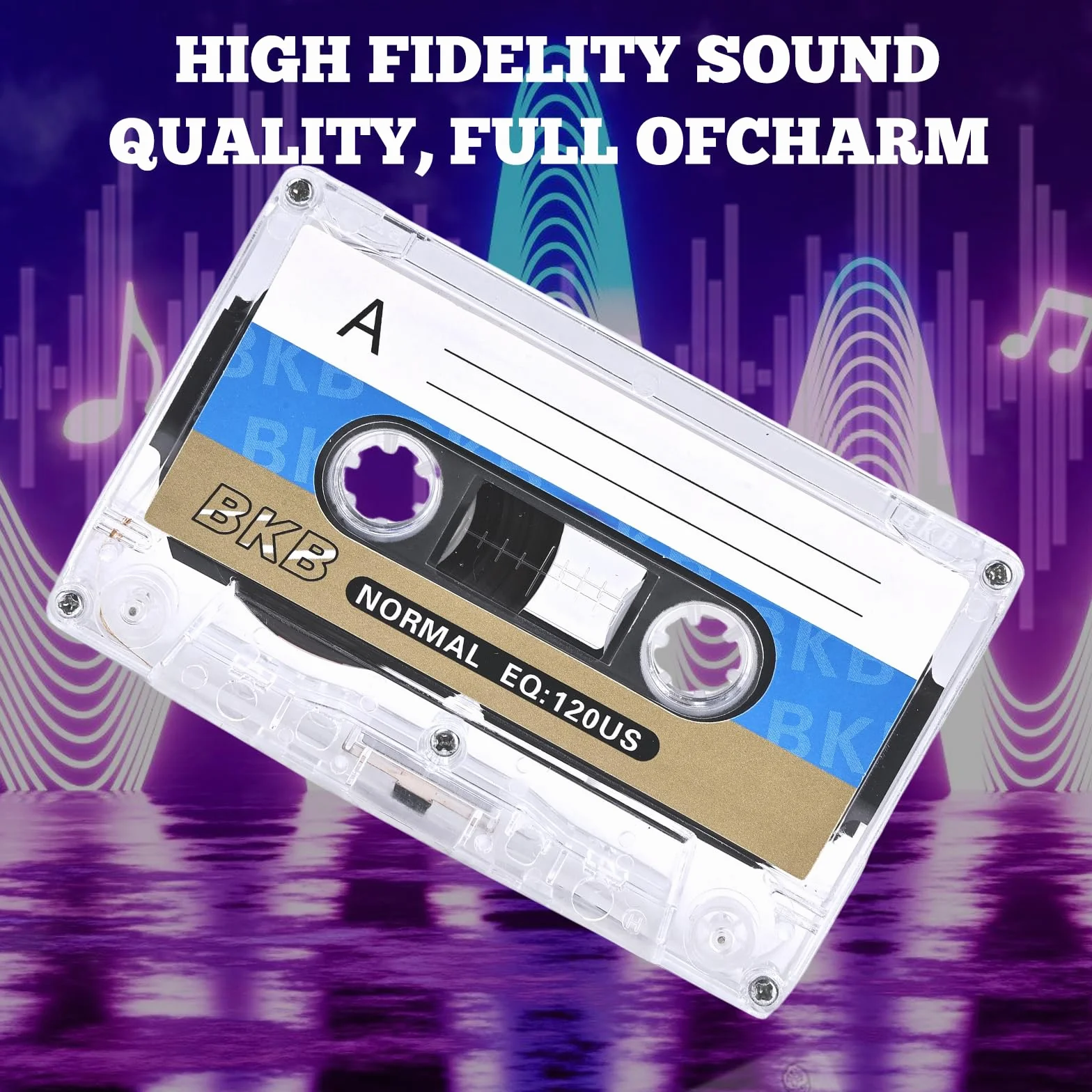 Cassettes audio vides WANDGU 60 min, lot de 10 avec étui plastique transparent