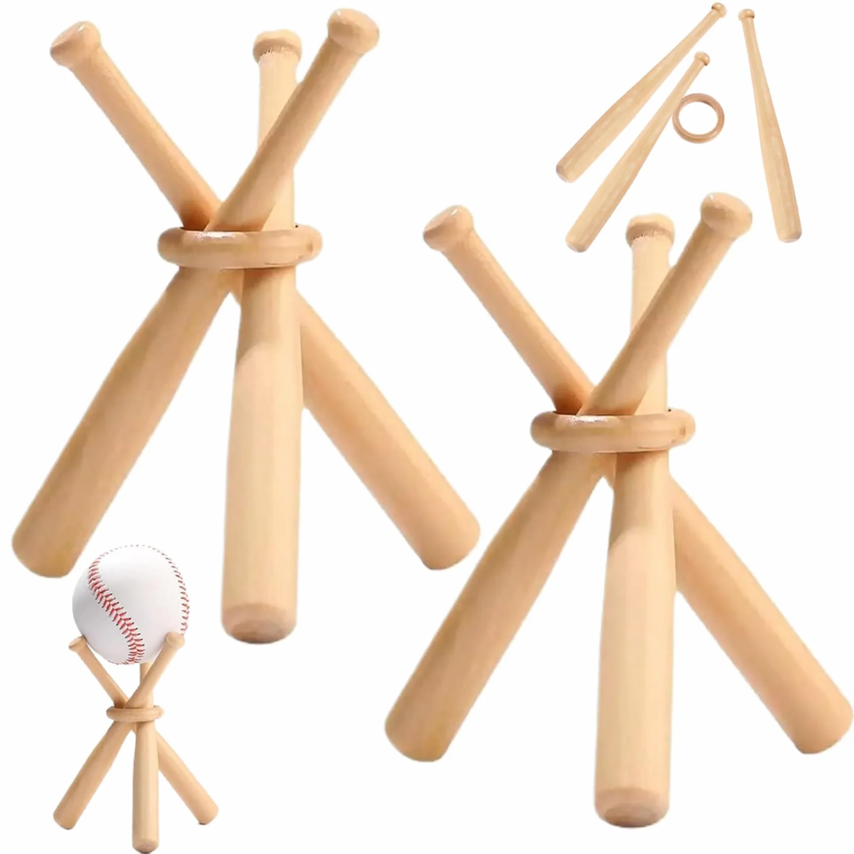 Présentoir de Baseball en Bois en Forme Chauve-Souris 2 Supports pour Ballon Support Bureau Décoratif