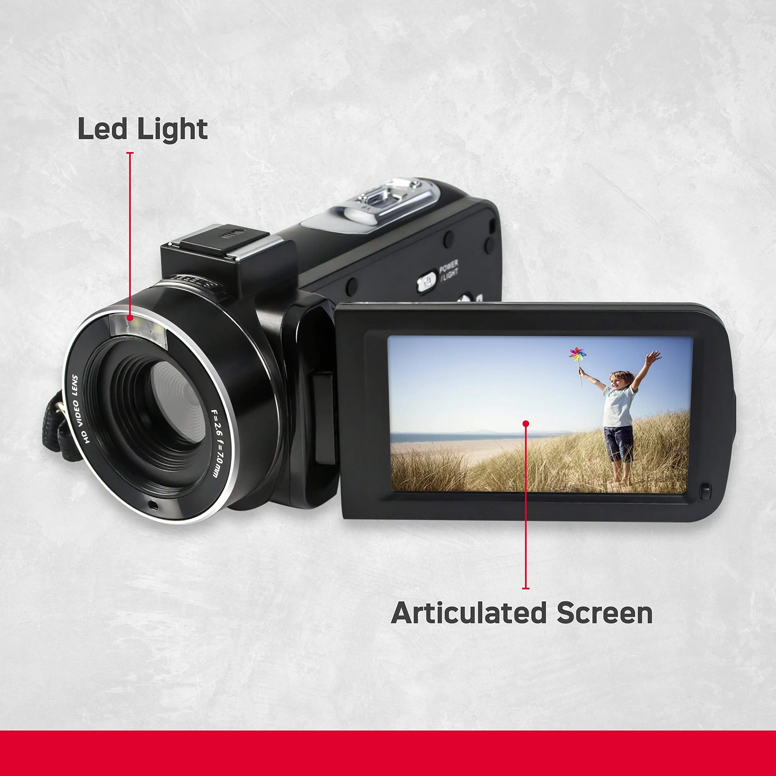 AgfaPhoto Realimove CC2700 Caméscope Numérique 2.7K 24MP Écran Tactile 3'' Zoom 18X Noir