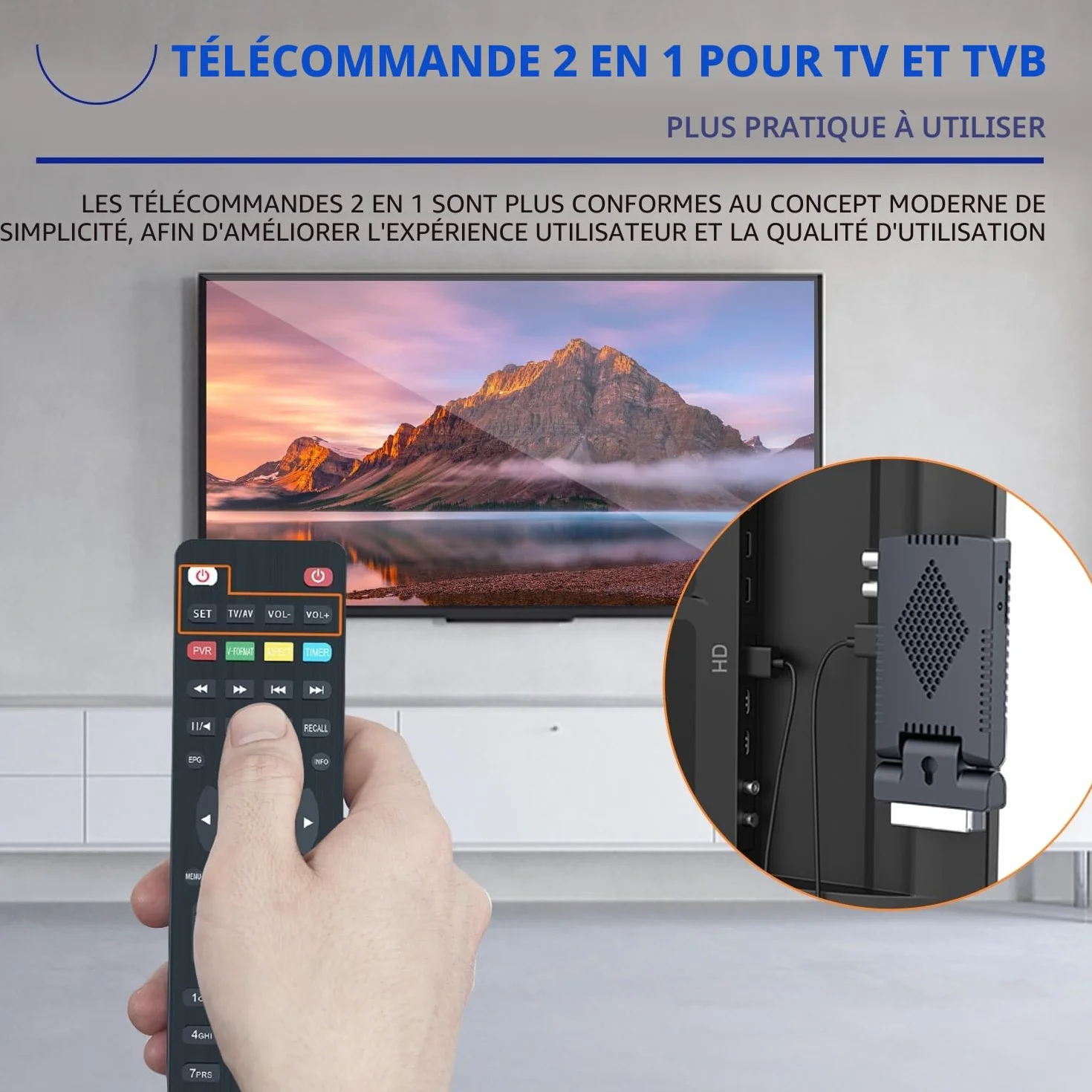 Romicta Décodeur TNT HD 2025 - DVB-T2 H.265 HEVC FTA Full HD PVR, USB, HDMI, SCART, Tuner TV numérique terrestre, récepteur numérique Haute définition Full HD 1080p, télécommande Universelle 2 en 1
