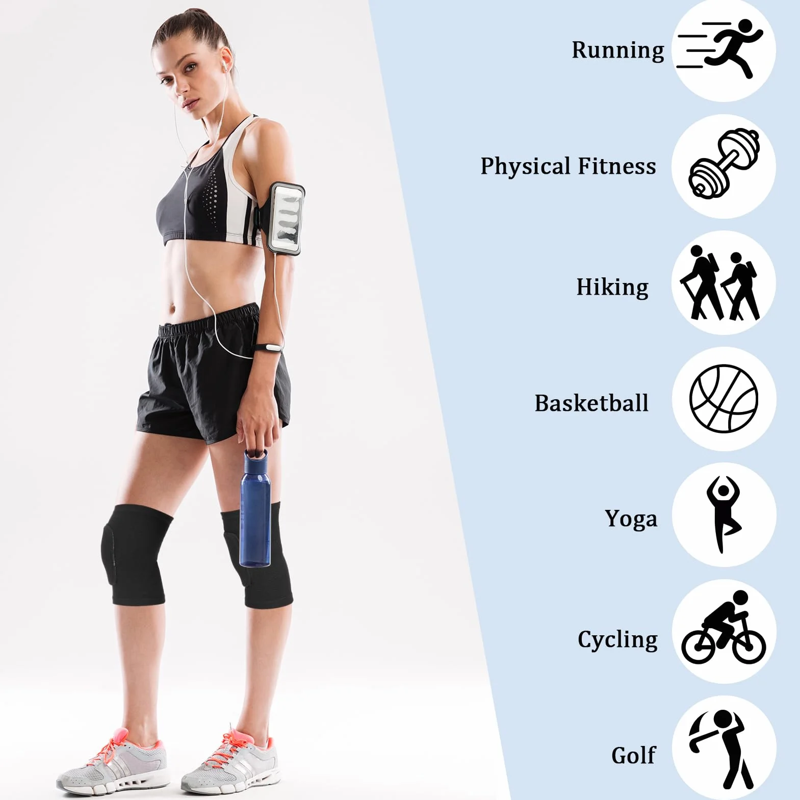 Genouillère Sport Antidérapant Stretch Respirante pour Enfant Adulte Tennis Ballet Yoga Course à Pied