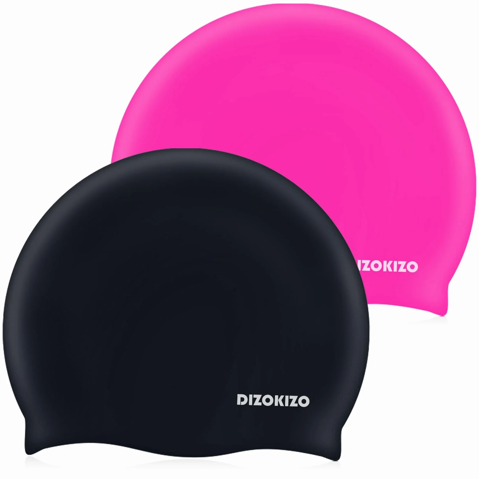 Bonnets de Bain en Silicone Anti-glissants pour Adultes Cheveux Longs et Courts, Lot de 2