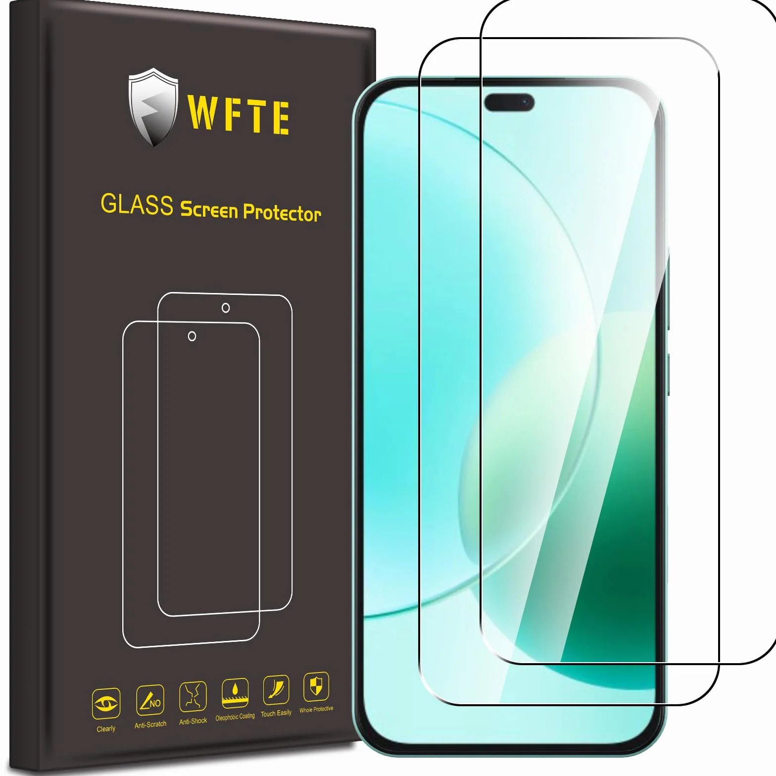 WFTE [Lot de 2 Verre Trempé pour Honor 400 Lite/Honor 200 Lite, 0,26mm Film de Protection D'écran avec Haute Transparence à 99%, Anti-trace Protecteur avec Dureté 9H Glass