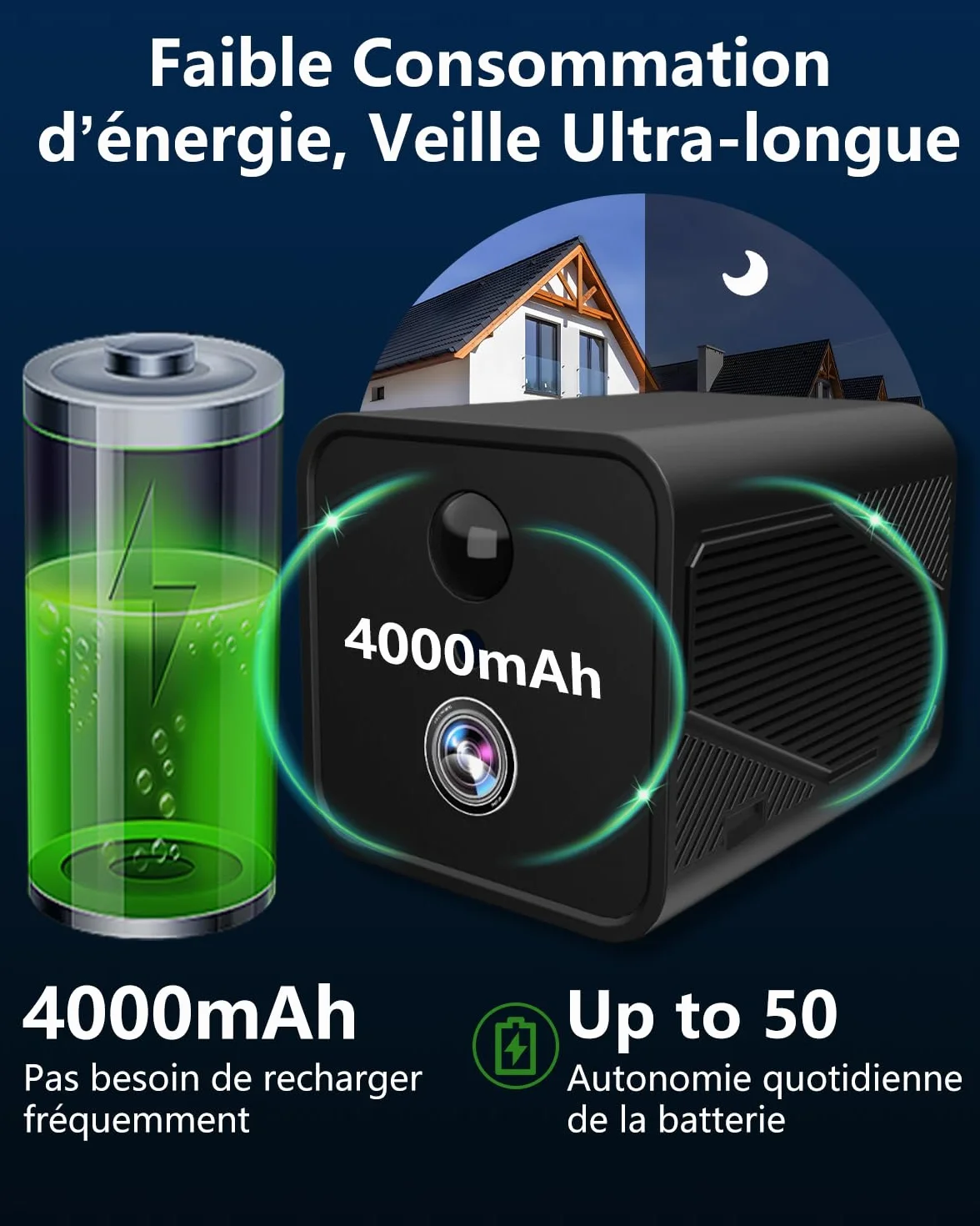 Bextgoo 4K Mini Camera Espion sans Fil, Mini Camera Surveillance, Camera Espion avec Vision Nocturne, Basse Consommation, 50 Jours d'Autonomie, 30 Jours d'Essai Cloud, pour Intérieur/Extérieur