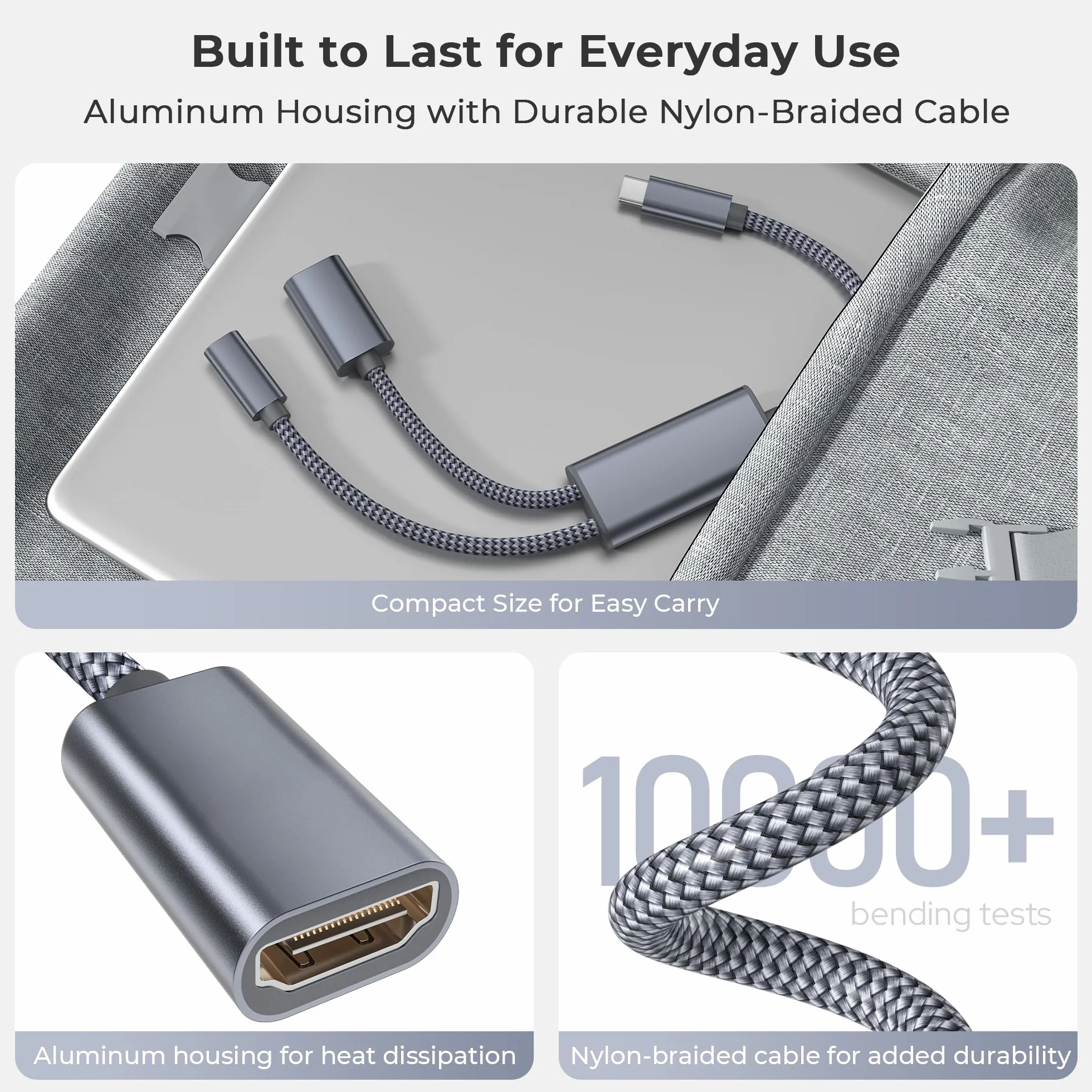 Basesailor Adaptateur USB C vers HDMI,2-en-1 Type C vers HDMI 4K@30Hz avec charge PD 100W femelle pour iPhone 17/16/15 Pro Max Plus,MacBook,iPad Air/Mini,Samsung S25/S24/S23,Steam Deck,Nintendo Switch