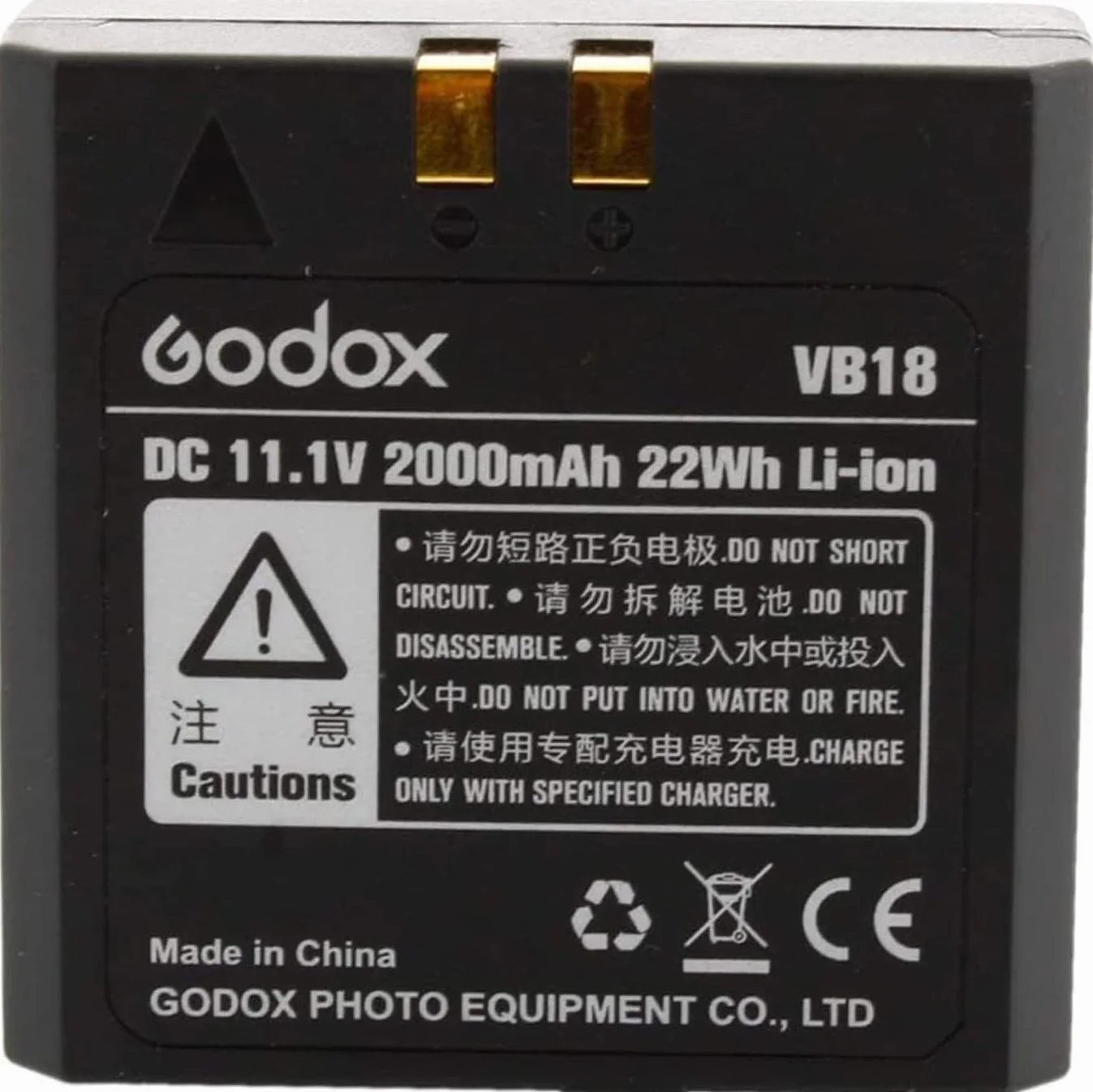 Godox VB18 Batterie de rechange au lithium CC 11,1 V 2000 mAh pour flash Speedlite GODOX V860IIS V860IIC V860IIN V860IIF V850