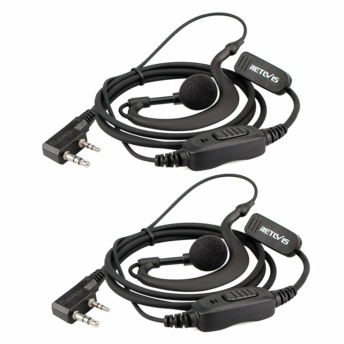 Retevis Talkie Walkie Écouteur, Forme G Casque à Crochet d'oreille, Oreillette Compatible avec BaoFeng JUCJET Kenwood RT24 RT27 RT668 RT619 Convient pour la Sécurité, Les Concours etc(2 Pcs)