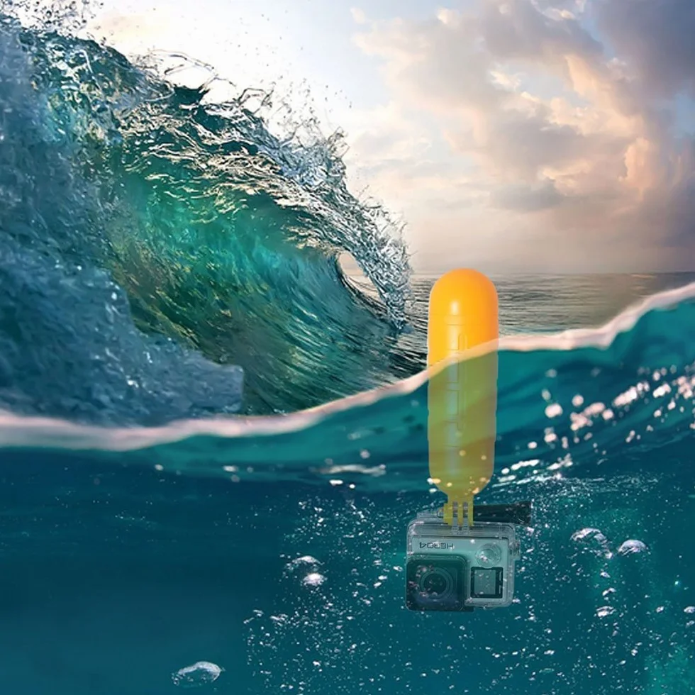 Bâton de plongée étanche et Flottant, support de caméra REY pour GoPro, DJI OSMO, INSTA 360, SJ4000, SJ7000 et Xiaomi Bobber Surf, jaune, USB-C