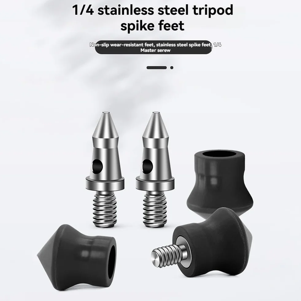 Lot de 3 Pieds de Trépied Universels avec Filetage de 1/4 Pouce en Acier Inoxydable pour Pieds de Monopode et Pièces de Rechange