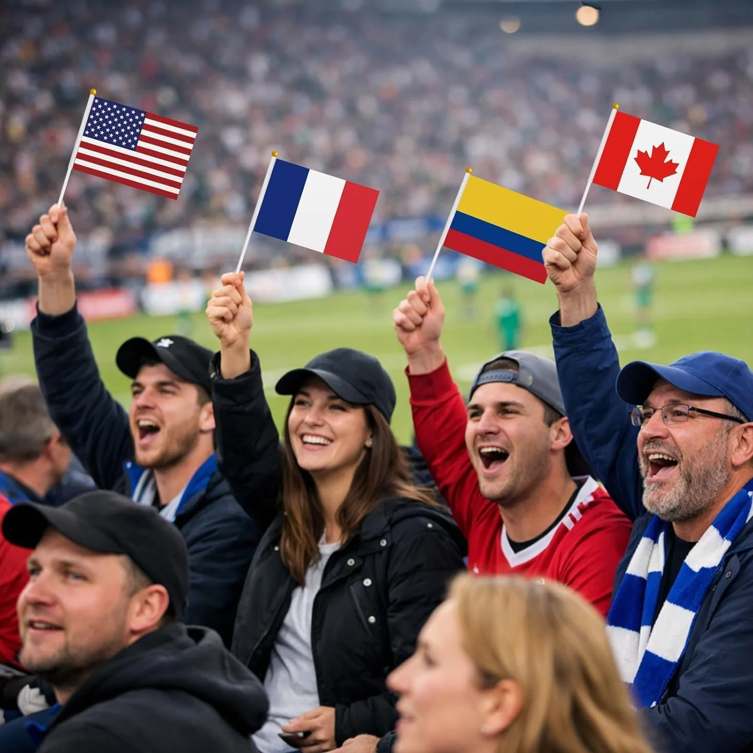 Drapeaux Coupe du Monde Football 2026, Mini Drapeaux 48 Pays, 14x21cm, avec Bâtons