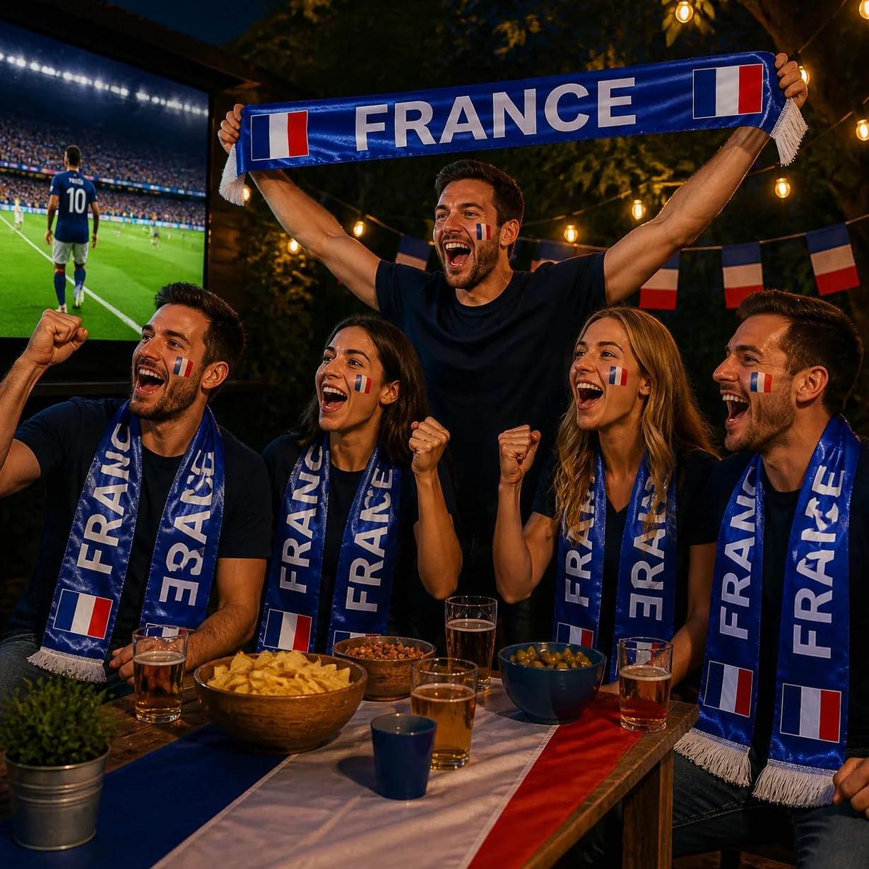 YESAH Écharpe de Supporter France Coupe du Monde 2026, Polyester Recto Verso Drapeau