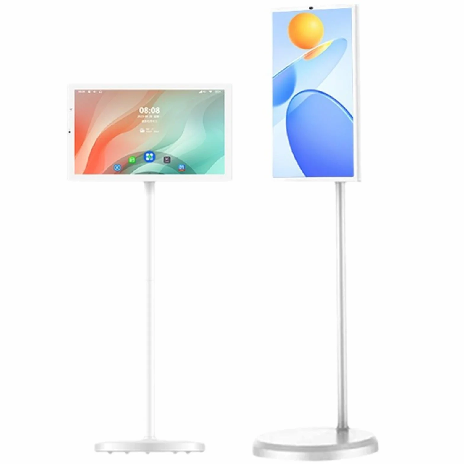 Téléviseur Portable 32 Pouces - écran Tactile 1080p sur roulettes avec Caméra 8 Mpx, Stockage 8 Go + 128 Go, Batterie 10 000 Mah, Tablette TV Rotative avec Télécommande 32inch-6+64G