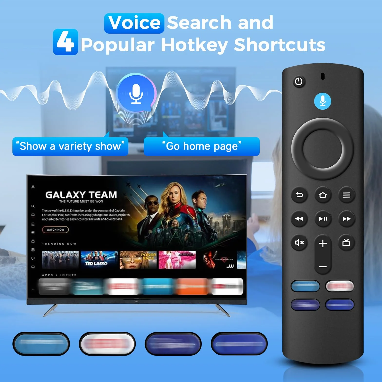 Télécommande Vocale de Remplacement 3e Génération Compatible avec Fire TV Stick 2/3 Gen 4K 4K Max Lite HD Fire TV Cube 2nd 3rd Gen Bluetooth 4 Touches Raccourcis