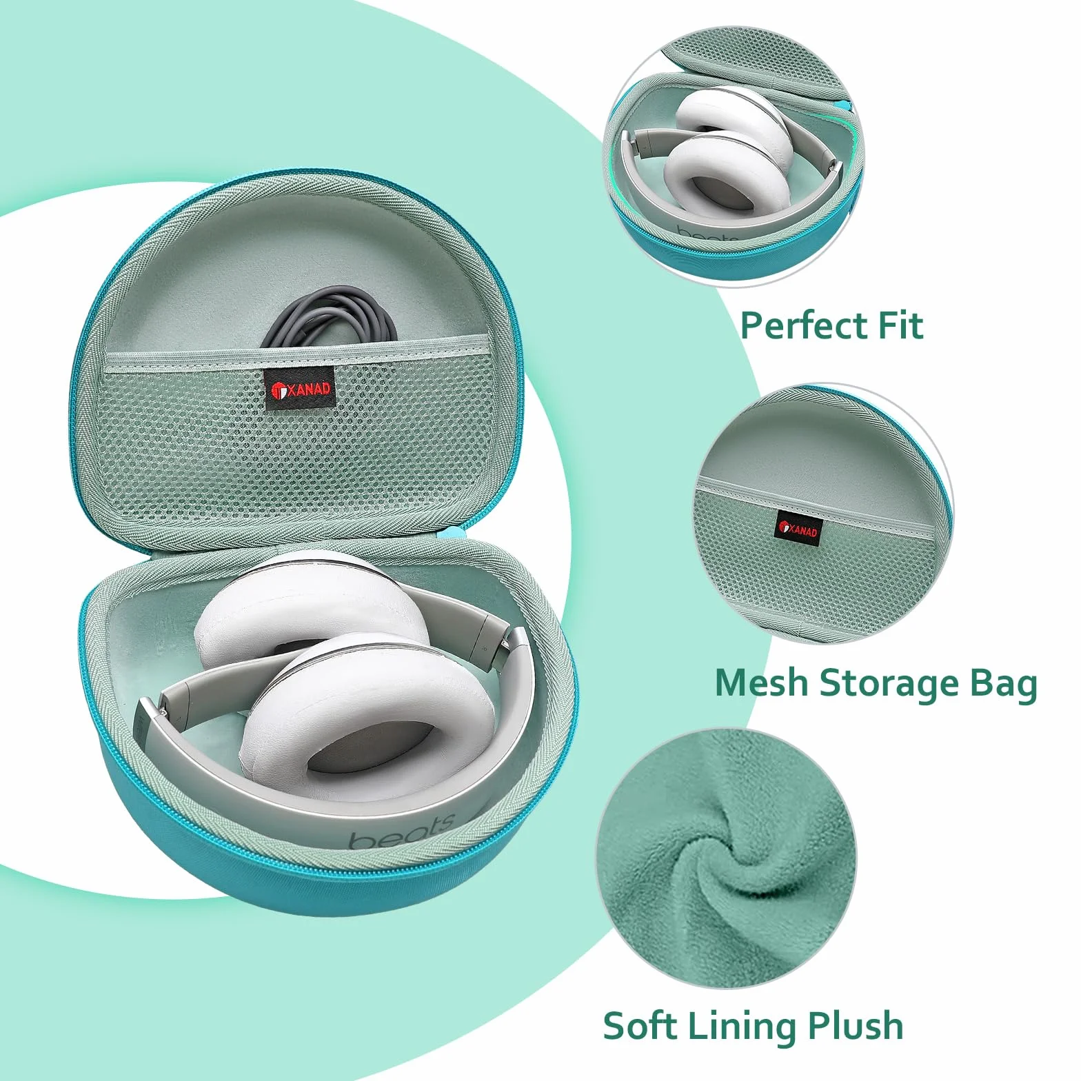 JBL Tune 510BT 530 BT 570BT 520BT 670NC Étui de Voyage XANAD Housse de Remplacement avec Rangement Câble Vert