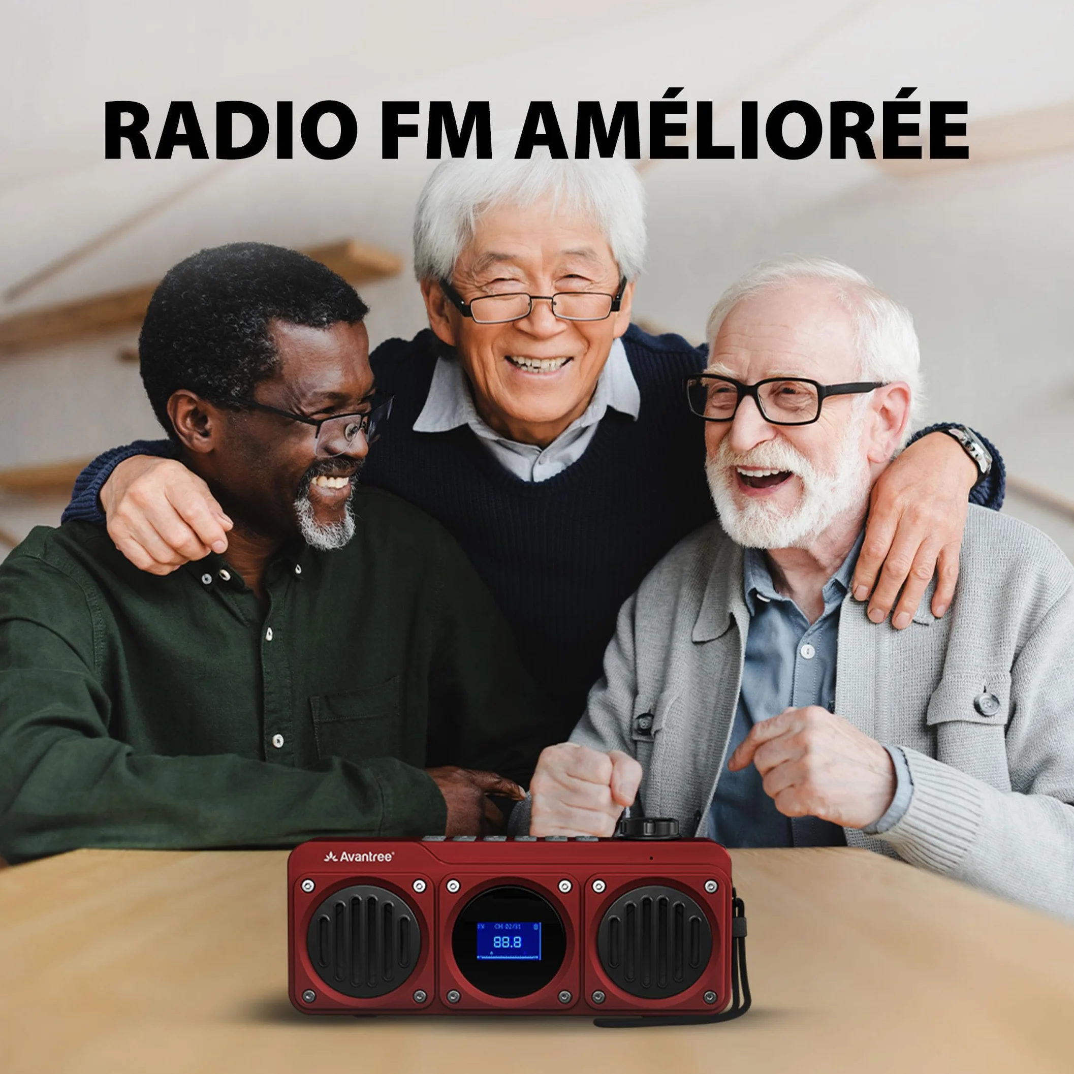 Avantree Boombyte Radio FM Portable Bluetooth Enceinte 14W Son Stéréo Rechargeable Lecteur MP3 Rouge