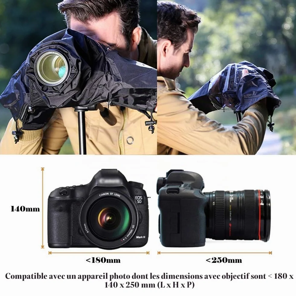 JJC Nylon Caméra Couverture Anti-Pluie Housse Protection Imperméable pour Fujifilm Nikon Canon Sony DSLR Appareil Photo Reflex