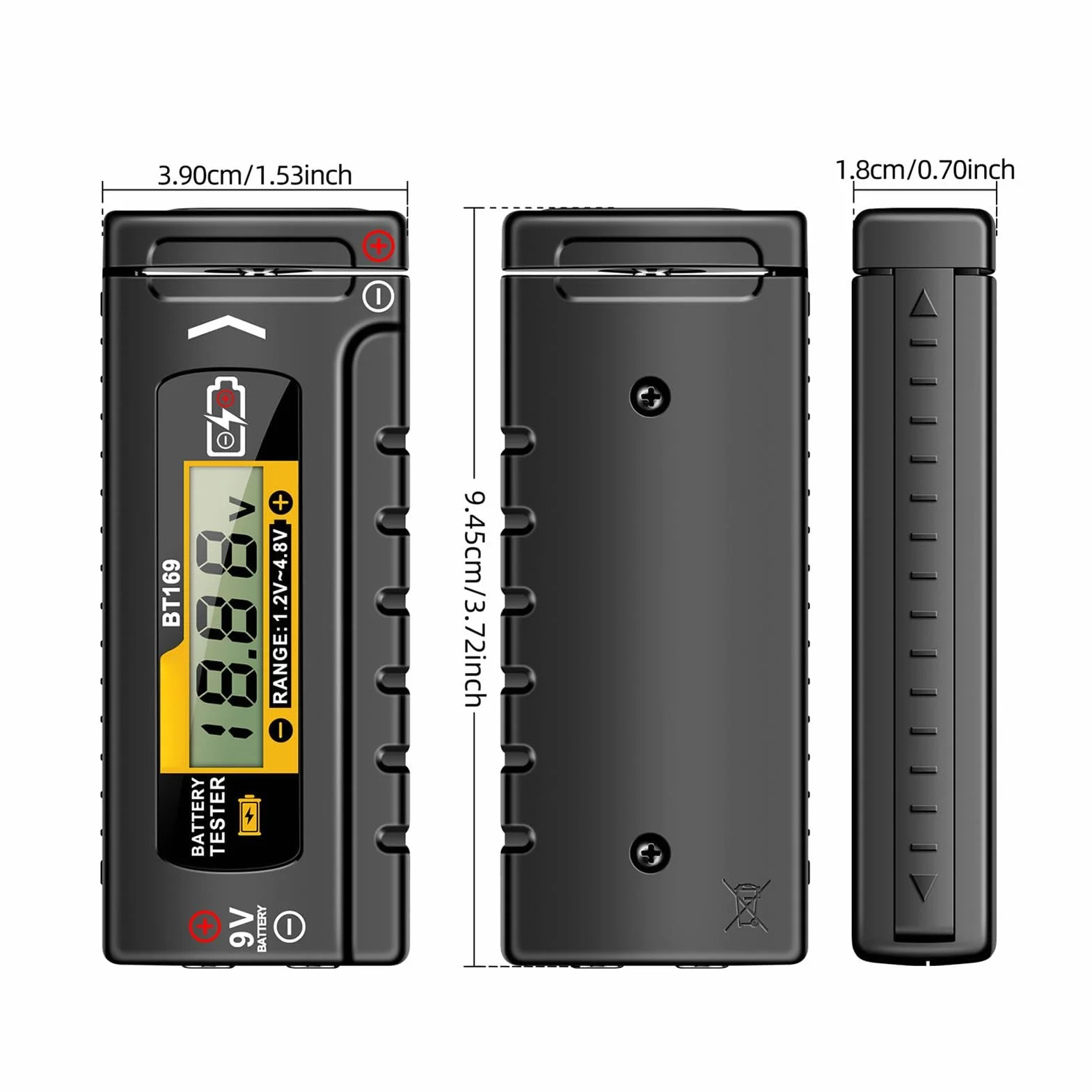 Testeur de batterie domestique – Petit vérificateur de tension | Vérificateurs de batterie avec affichage numérique | Équipement électrique précis | Vérificateur de volts pour piles bouton AA AAA C D,