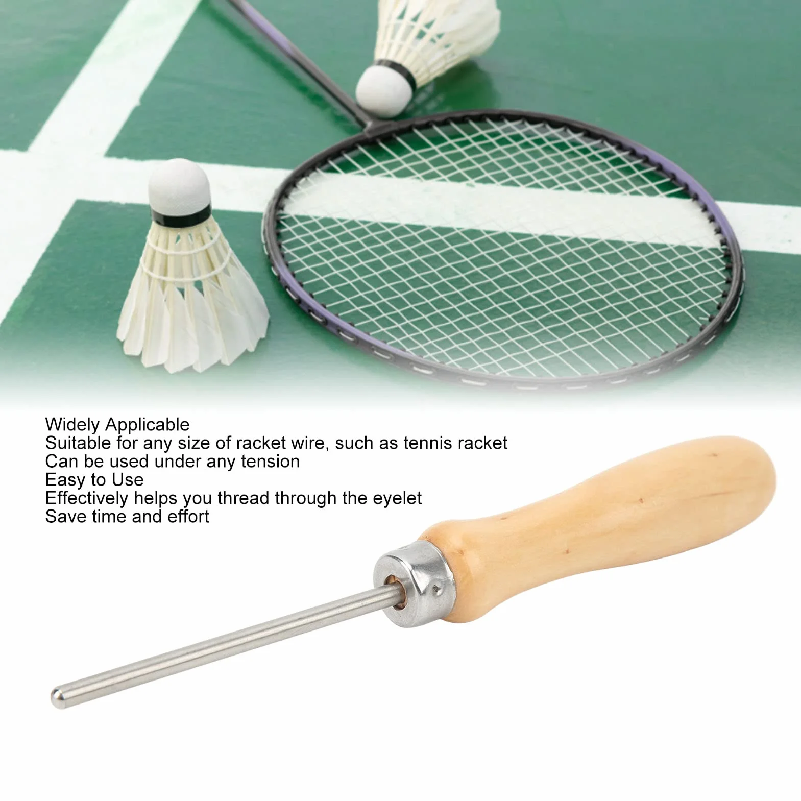 HERCHR Alêne de Cordage de Raquette 194mm 7,64 Pouces pour Tennis Badminton