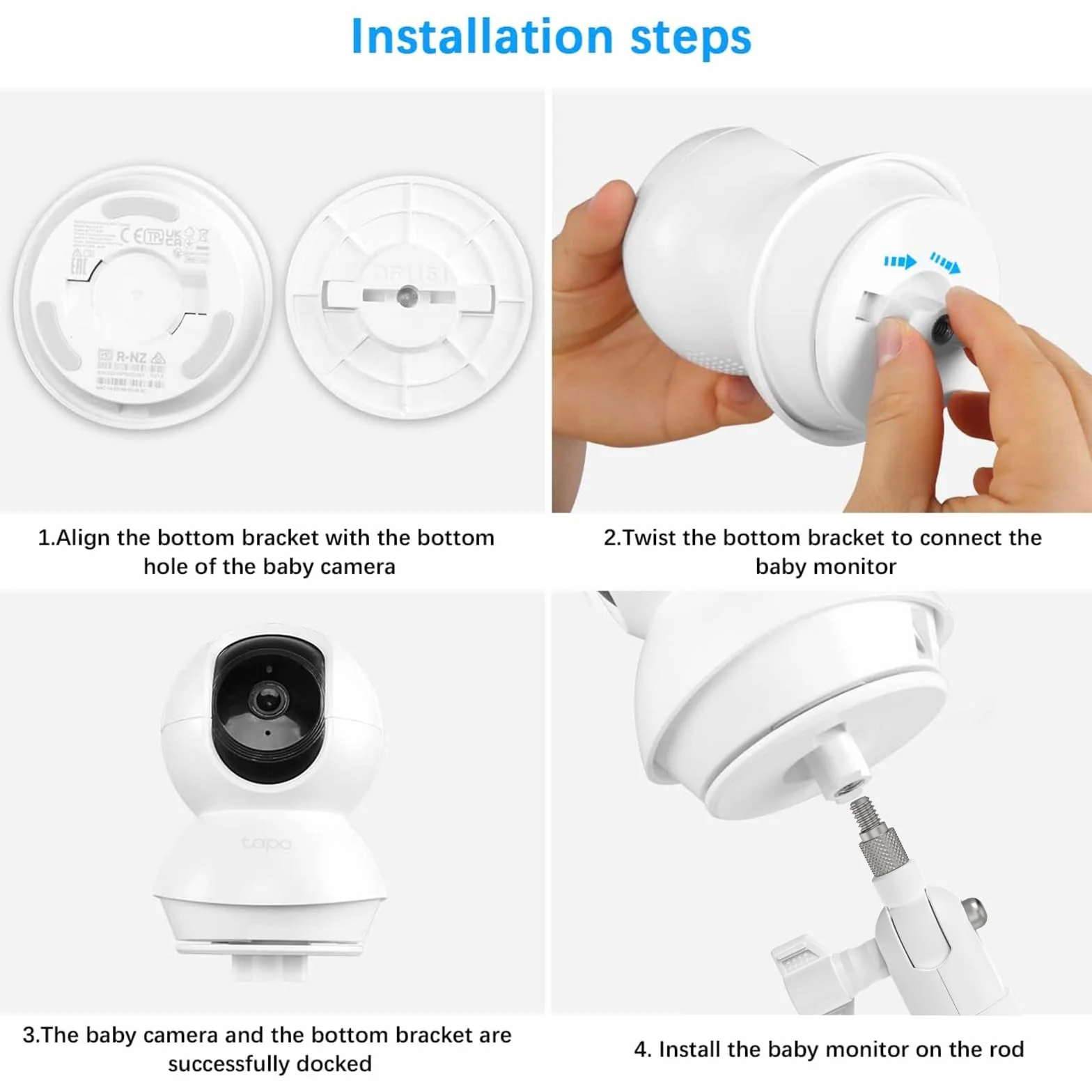 HOLACA Support mural Compatible avec TP-Link Tapo C200 / C210 / C220 / C201 / C202 / C211 / C212 / C222 / C230 Caméra de surveillance WiFi pour intérieur, Blanc 2 pièces