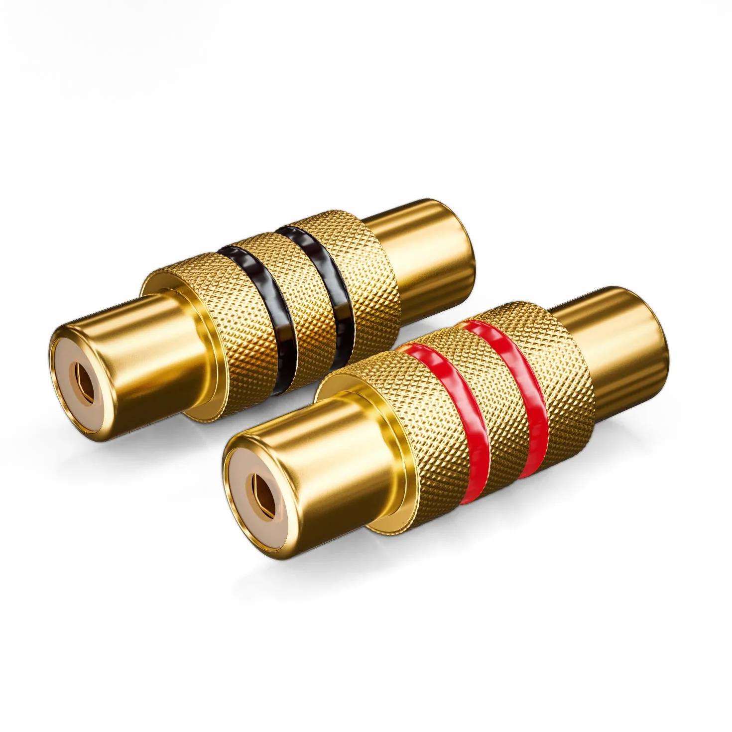 deleyCON Lot de 2 Adaptateurs RCA Cinch Femelle à Femelle Audio Vidéo Noir Rouge