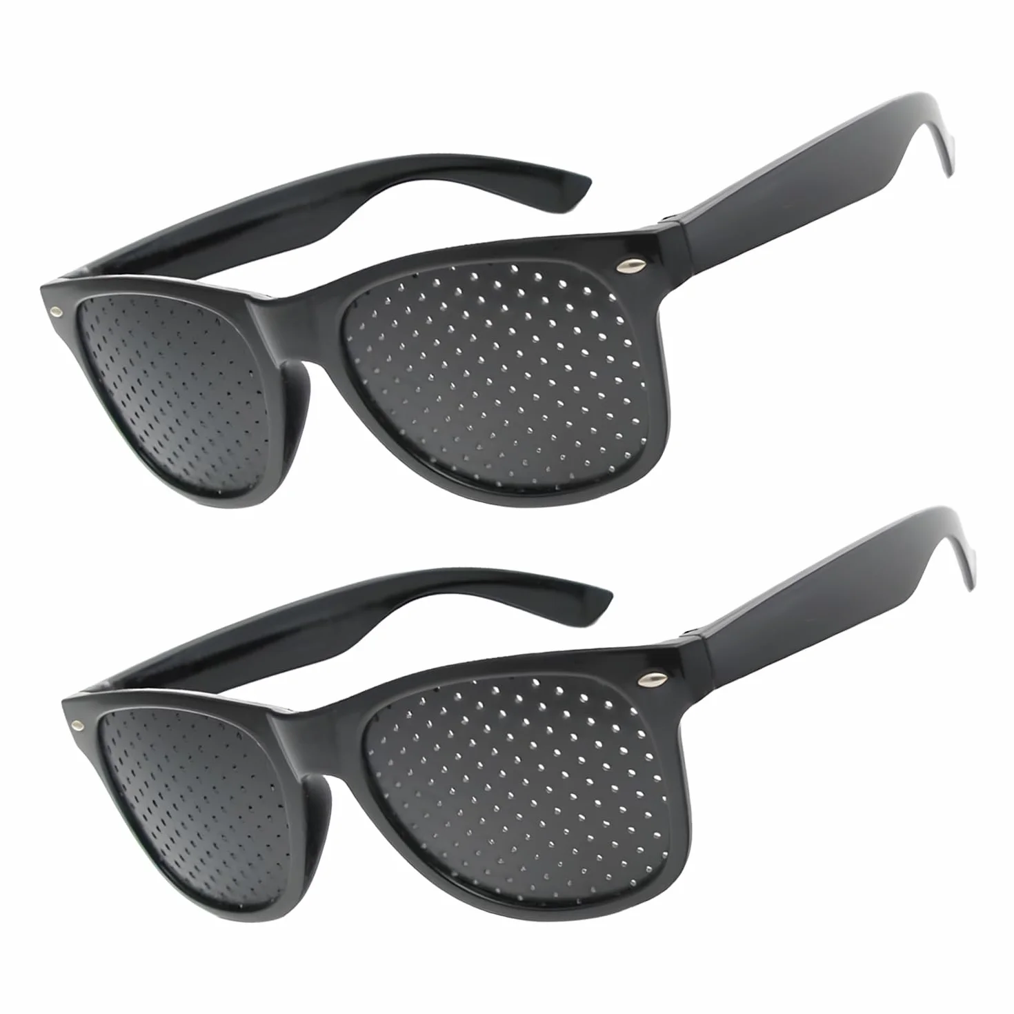 Lunettes à Grille Sténopéïques 2 Pièces, Lunettes à Trous Noires pour Relaxation des Yeux et Gymnastique Oculaire