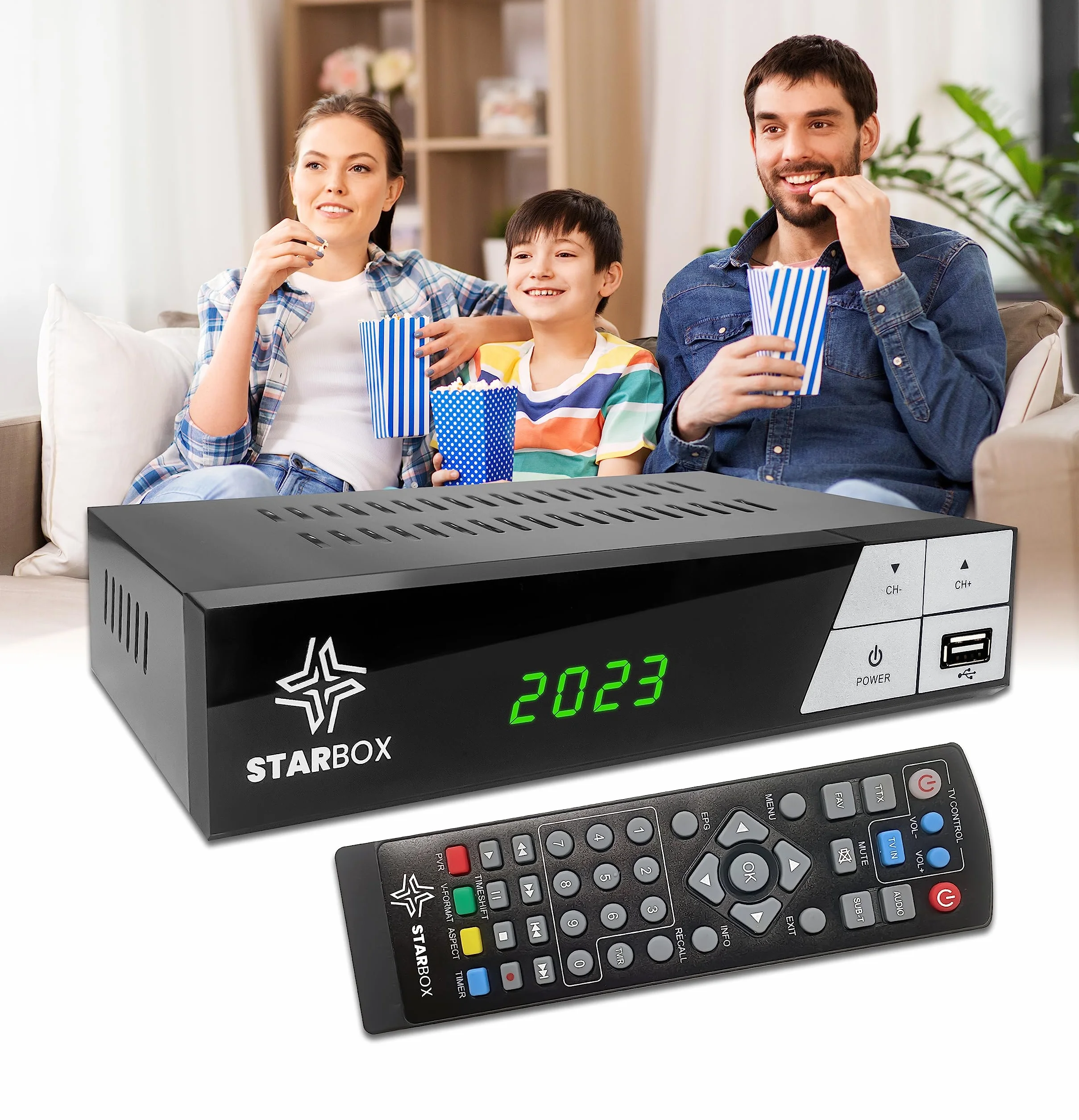 Décodeur TNT HD-168+ DVB-T2/DVB-C Full HD 1080p H.265 USB HDMI Péritel Télécommande Universelle 2-en-1