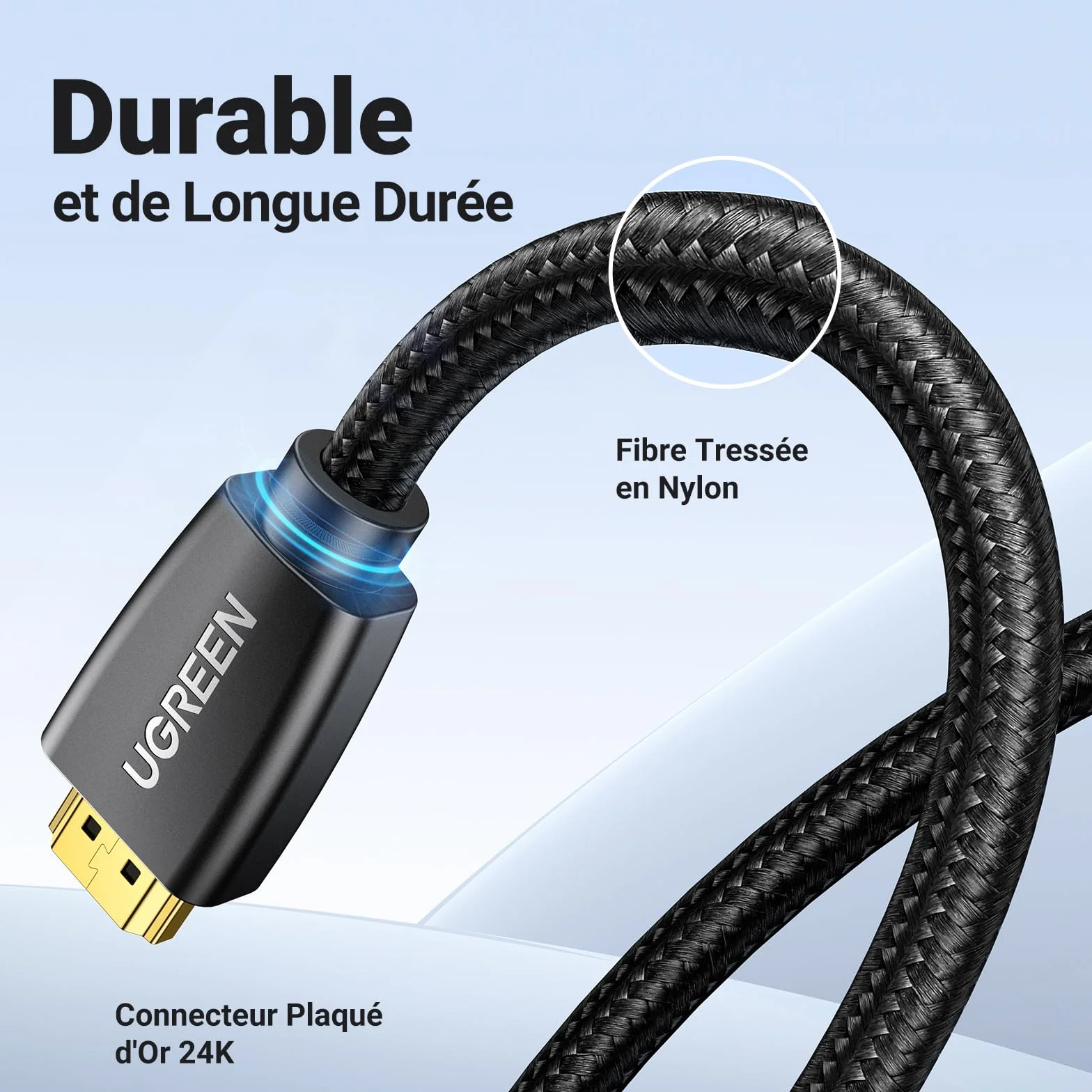 UGREEN Câble HDMI 4K Ultra HD Cordon 2.0 Haute Vitesse par Ethernet en Nylon Tressé Supporte 3D HDR Retour Audio Compatible avec PS5 PS4 PS3 Lecteur Blu Ray Xbox 360 PC Ampli TV Écran (2M)