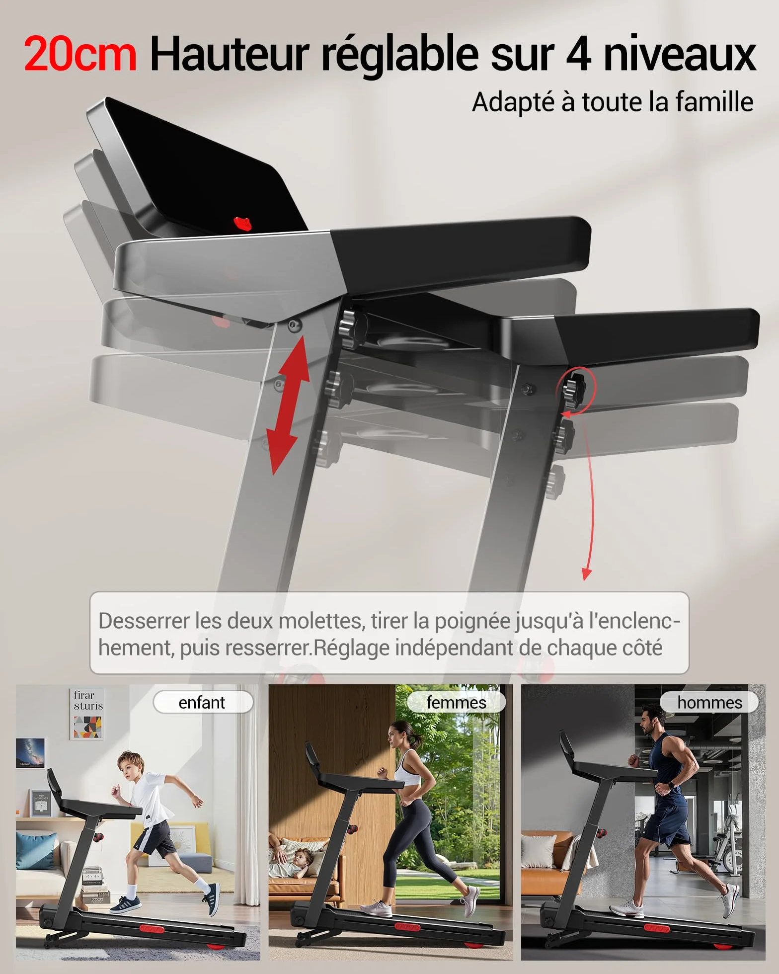 UMAY Tapis de Course avec Inclinaison Automatique 20%, 14KM/H Pliable 3,5CV Treadmill Home Affichage LED Charge Max 180KG