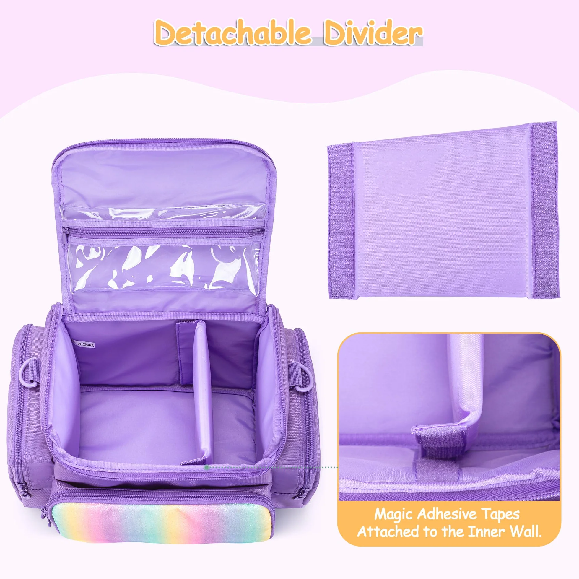LoDrid Étui de Voyage Compatible avec Toniebox 2/1, étui de Transport pour Lecteur Audio avec bandoulière et poignée, Sac de Rangement avec Plusieurs Poches pour Accessoires, Violet, Sac Uniquement