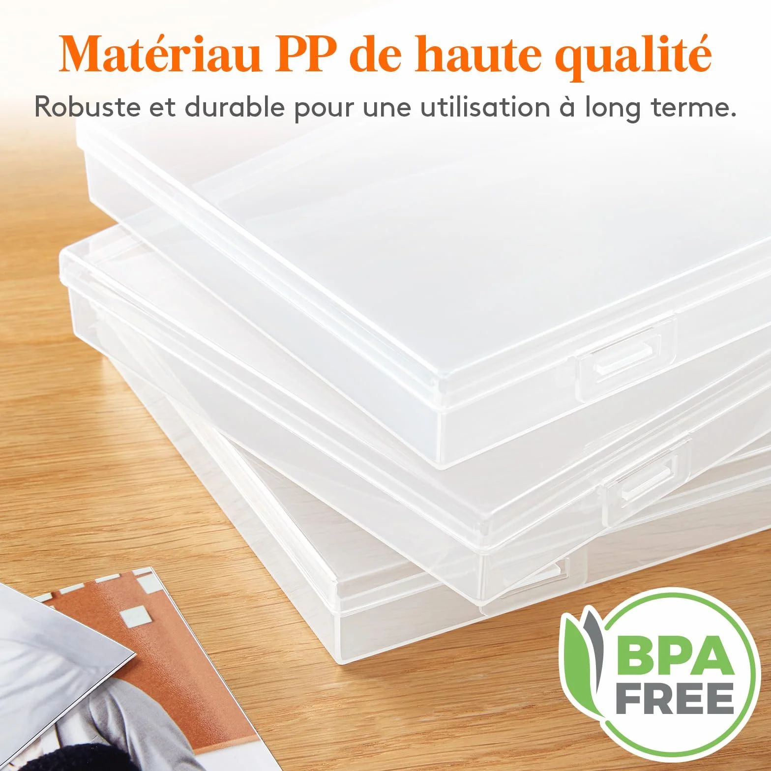 Lifewit Boîte de Rangement Photo 13x18cm 5R, 9 Boîtes Intérieures, Organisateur Photo pour Cartes, Photos, Tampons, Fournitures de Bureau avec 1 Feuille D'étiquettes Autocollante, Transparent, 1 Pièce