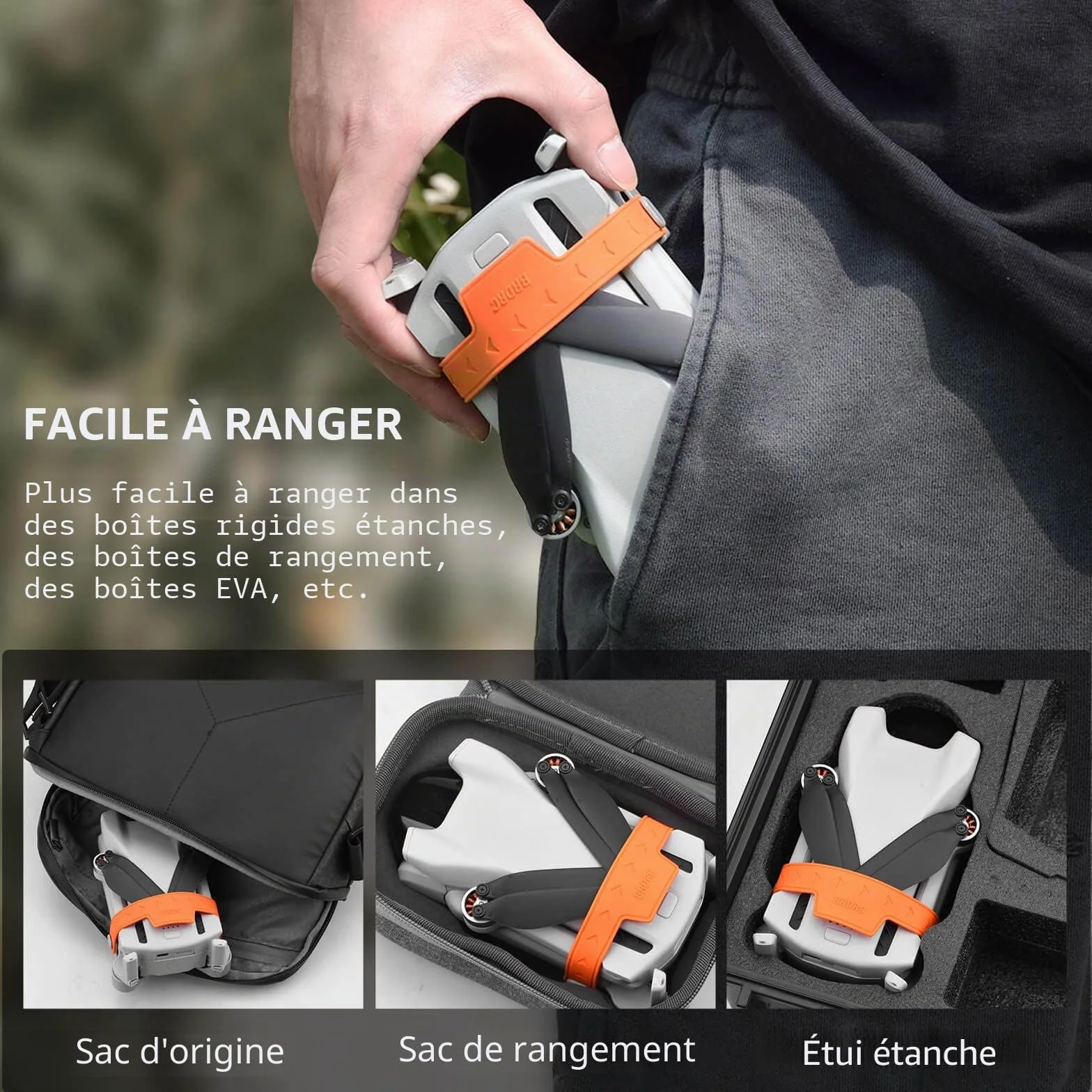 Porte-hélice Mini 3 / Mini 3 Pro, protège-sangle pour stabilisateur de la série DJI Mini 3 Accessoires pour drone RC (Orange)