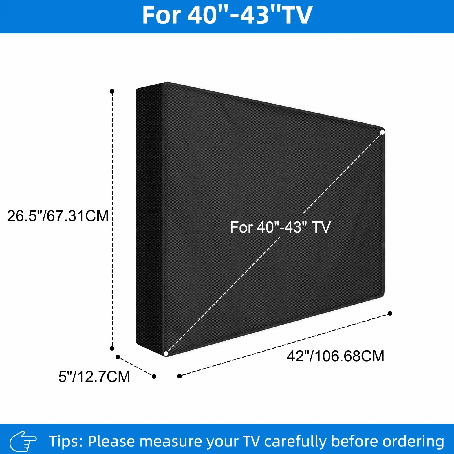 Bonna Housse de protection rabattable TV 40-43 pouces 600D Oxford 100x60x12 cm