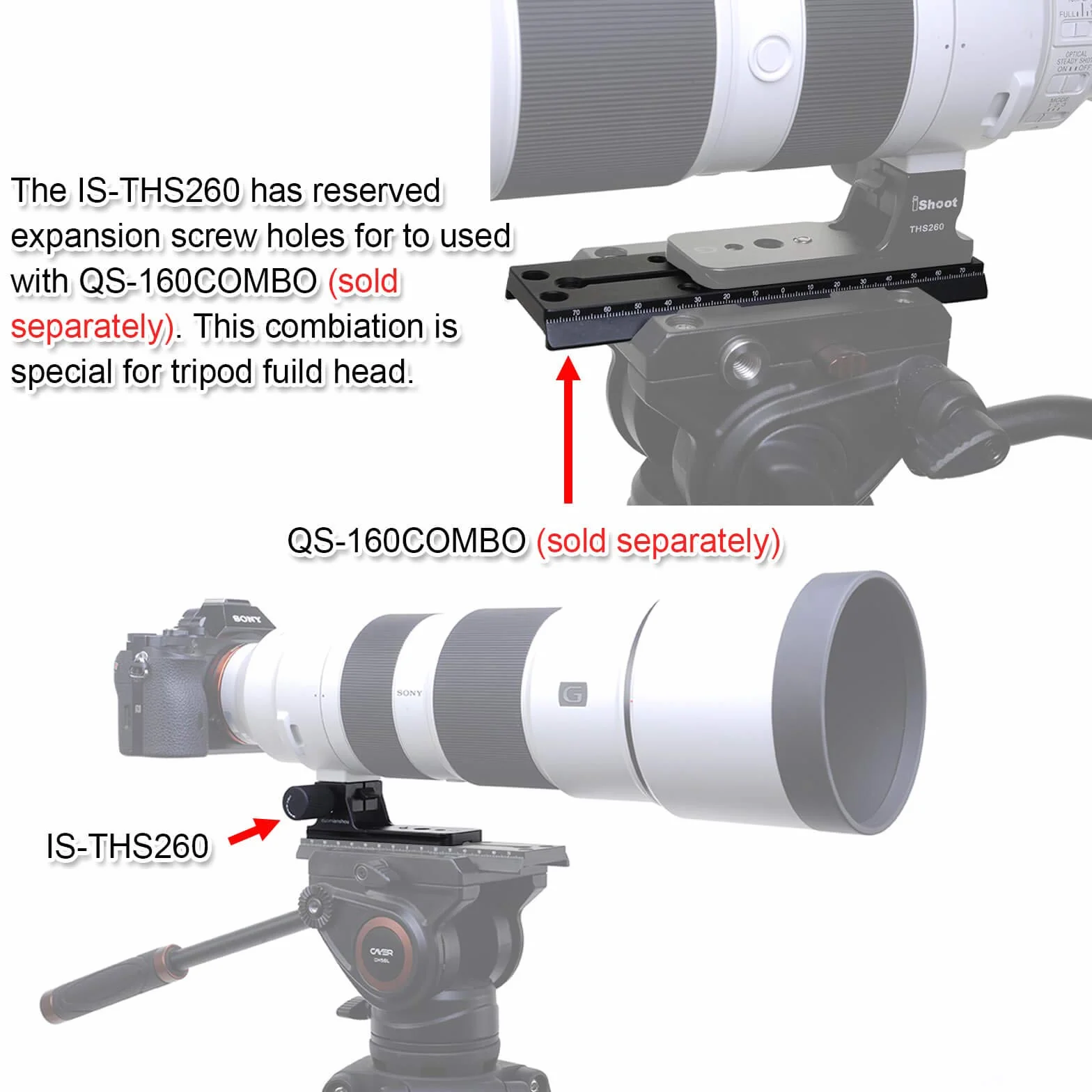 iShoot Pièces de rechange pour Sony FE 200-600 mm f/5.6-6.3 G OSS Lens - Anneaux de fixation pour trépied