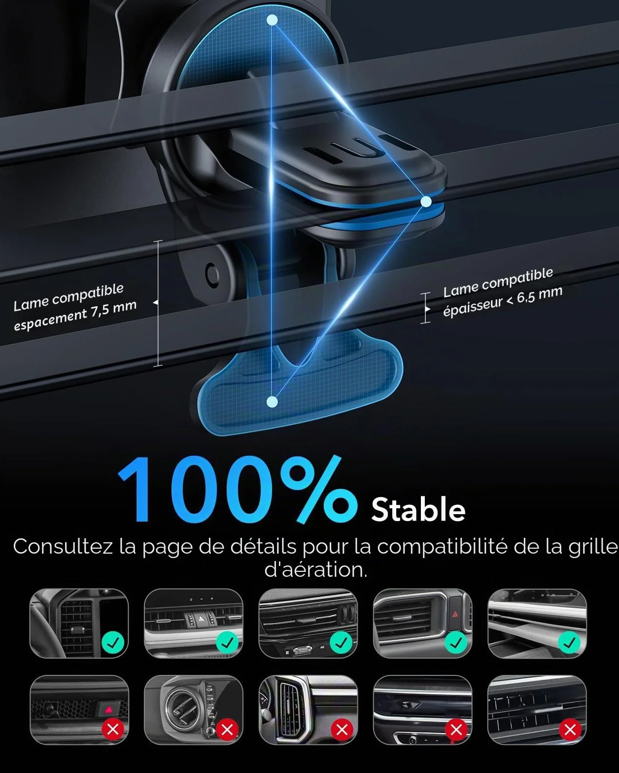 ESR 15W Support Telephone Voiture Magsafe, Chargeur Magsafe Voiture, Support Telephone Magnétique Chargeur sans Fil pour iPhone Air/17/17e/16/15/14/13/12, Galaxy S26/S25 Series, Charge Rapide, Noir