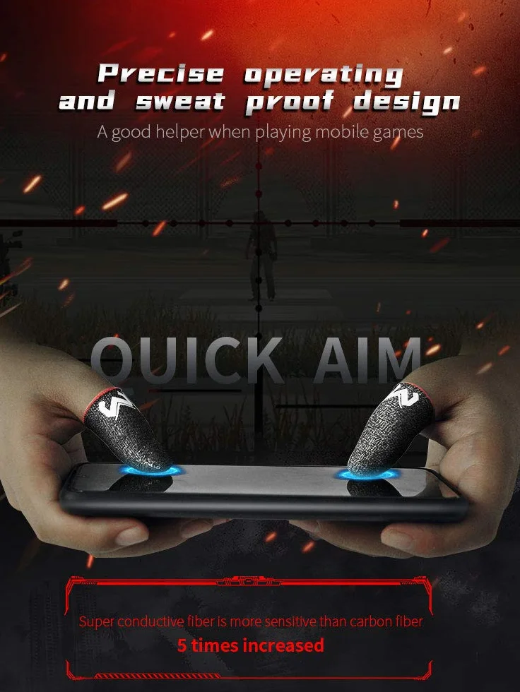 Paquet De 6 Pubg Mobile Finger, Witbicg Gants Gaming Gant Doigt Toucher Soyeux Parfait Résistant à La Transpiration - Parfait Pour Le Pouce Et l'Index, Compatible Avec Tous Les Appareils Mobiles