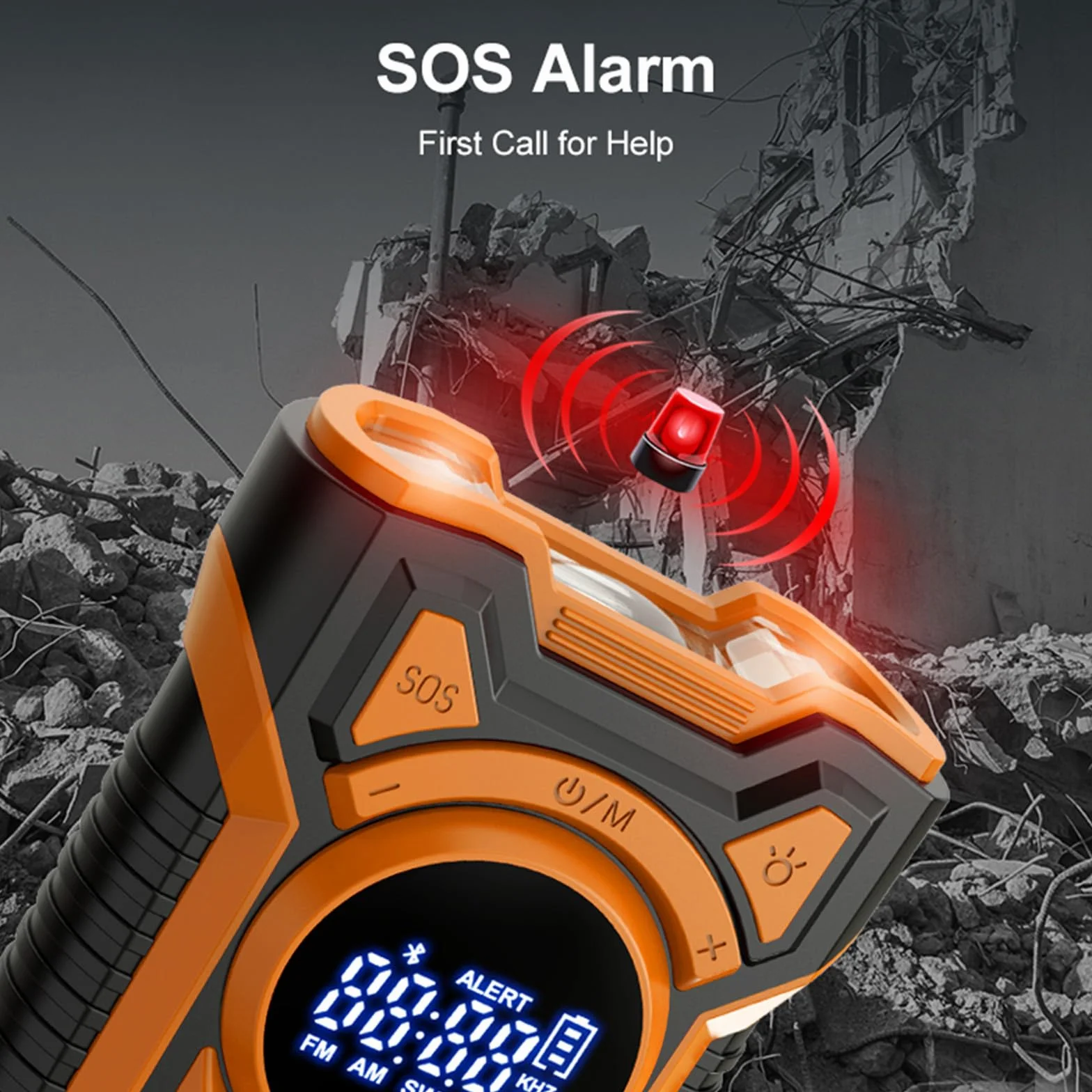 Rechargeable Portable Radio Dynamo avec Lampe de Poche LED, Power Bank 5000mAh AM/FM Radio Manivelle Solaire, SOS Alarm/Lampe Poch/3W Haut-parleurs, Outdoor, Emergency