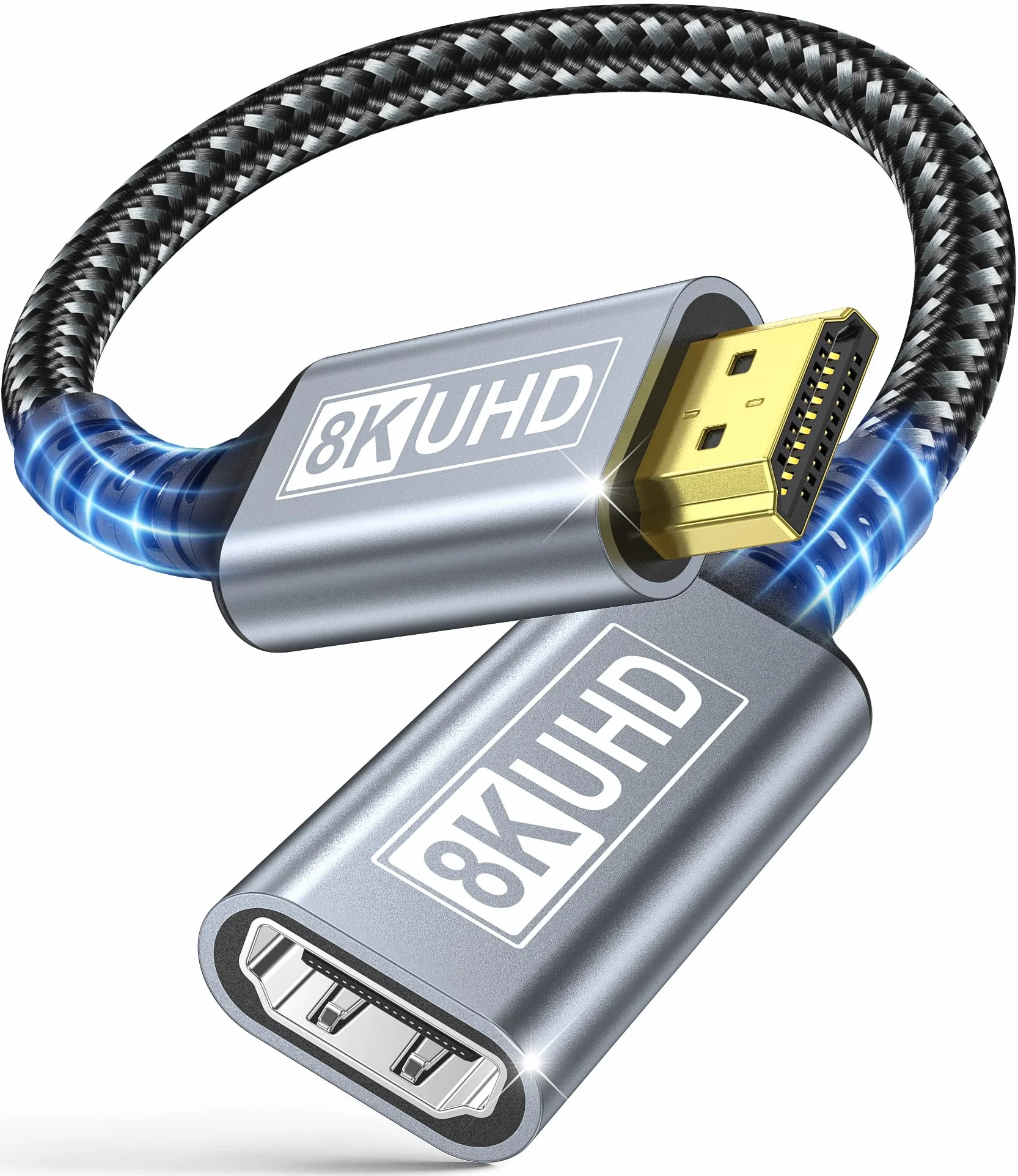 Rallonge HDMI 0.5M Câble, Câble d'extension HDMI 2.1 Mâle vers Femelle 8K@60Hz 4K@120Hz/144Hz 48Gbps, High Speed UHD eARC HDCP 2.3, Compatible avec TV Stick, HDTV, PS5/PS4