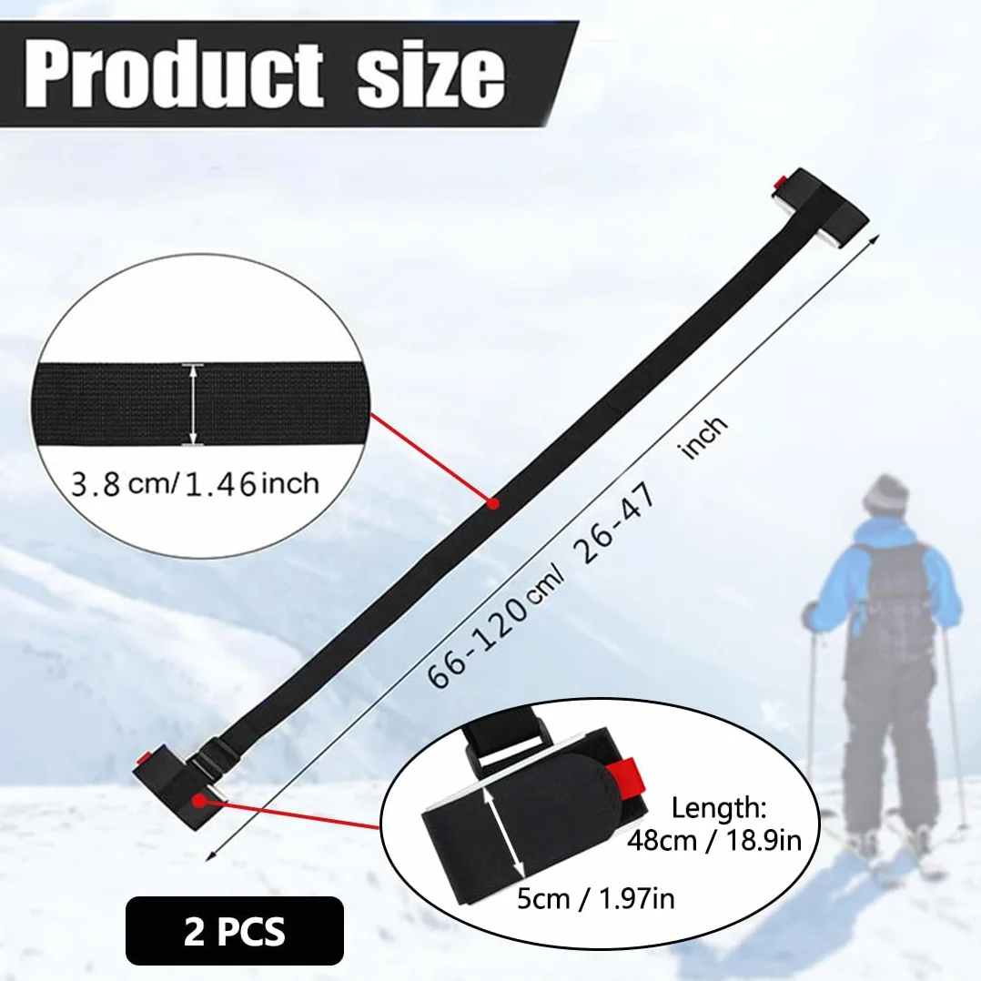 Sangles Porte-Skis Réglable Bandoulière de Ski Attache Ski Scratch Transport Poignets de Skis Rangement à ski
