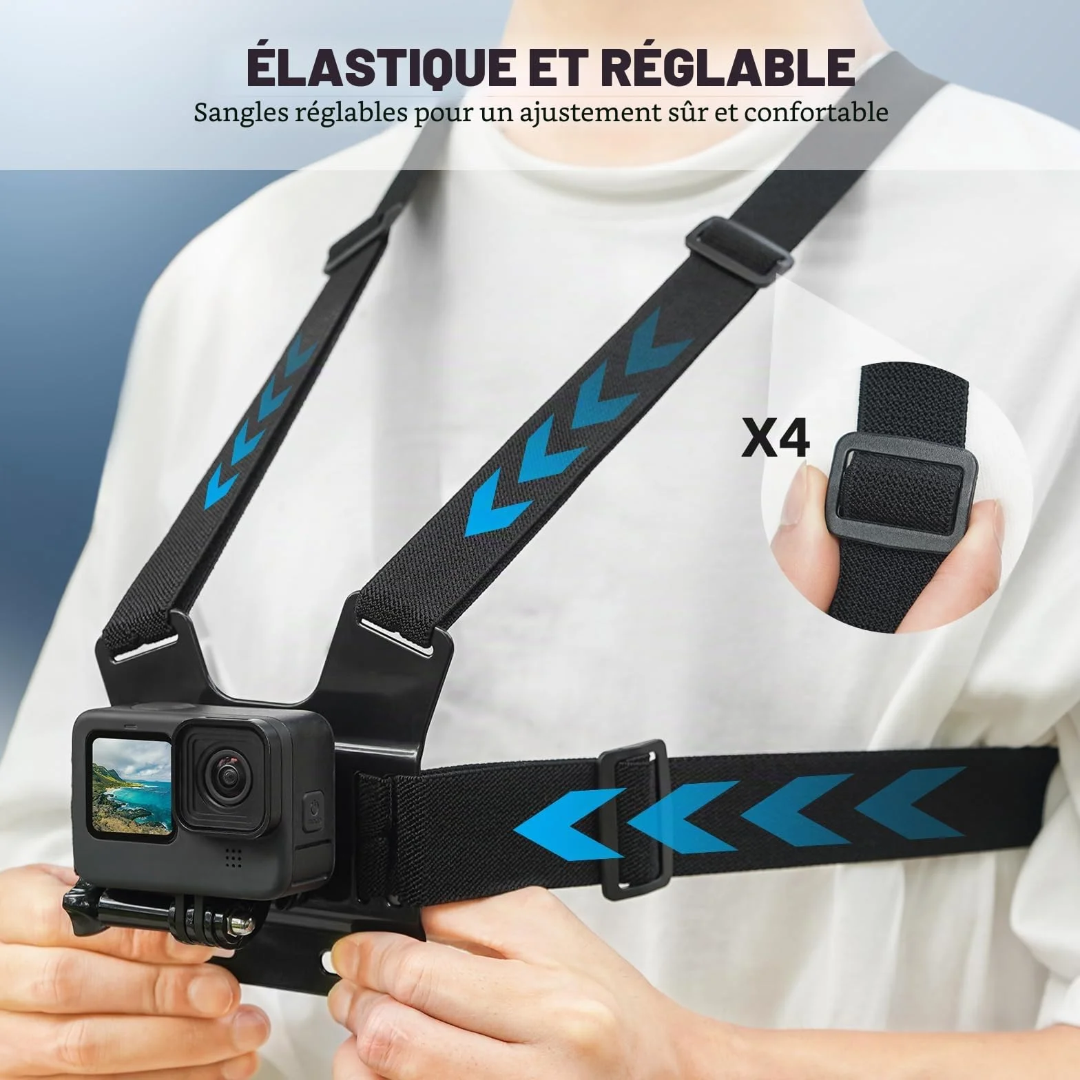 BRDRC POV Support de poitrine et tête pour iPhone, GoPro, DJI Osmo Pocket 3, Insta360 X5/4/3, Samsung Vlog Body Harness Strap Holder Kit
