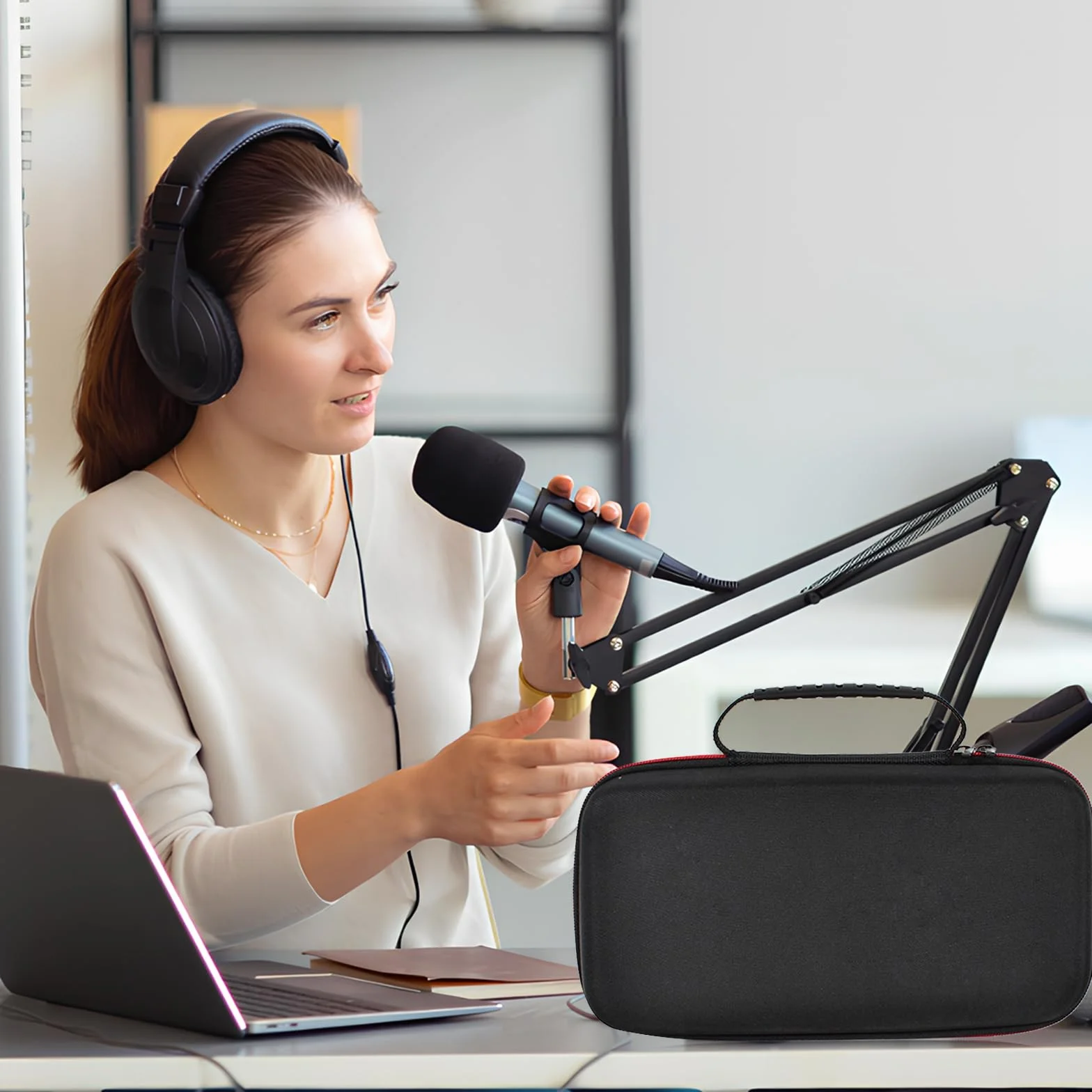 Étui pour Microphone USB sans Fil - Boîte de Rangement Antichoc pour Microphone Karaoké - Voyage en Plein Air