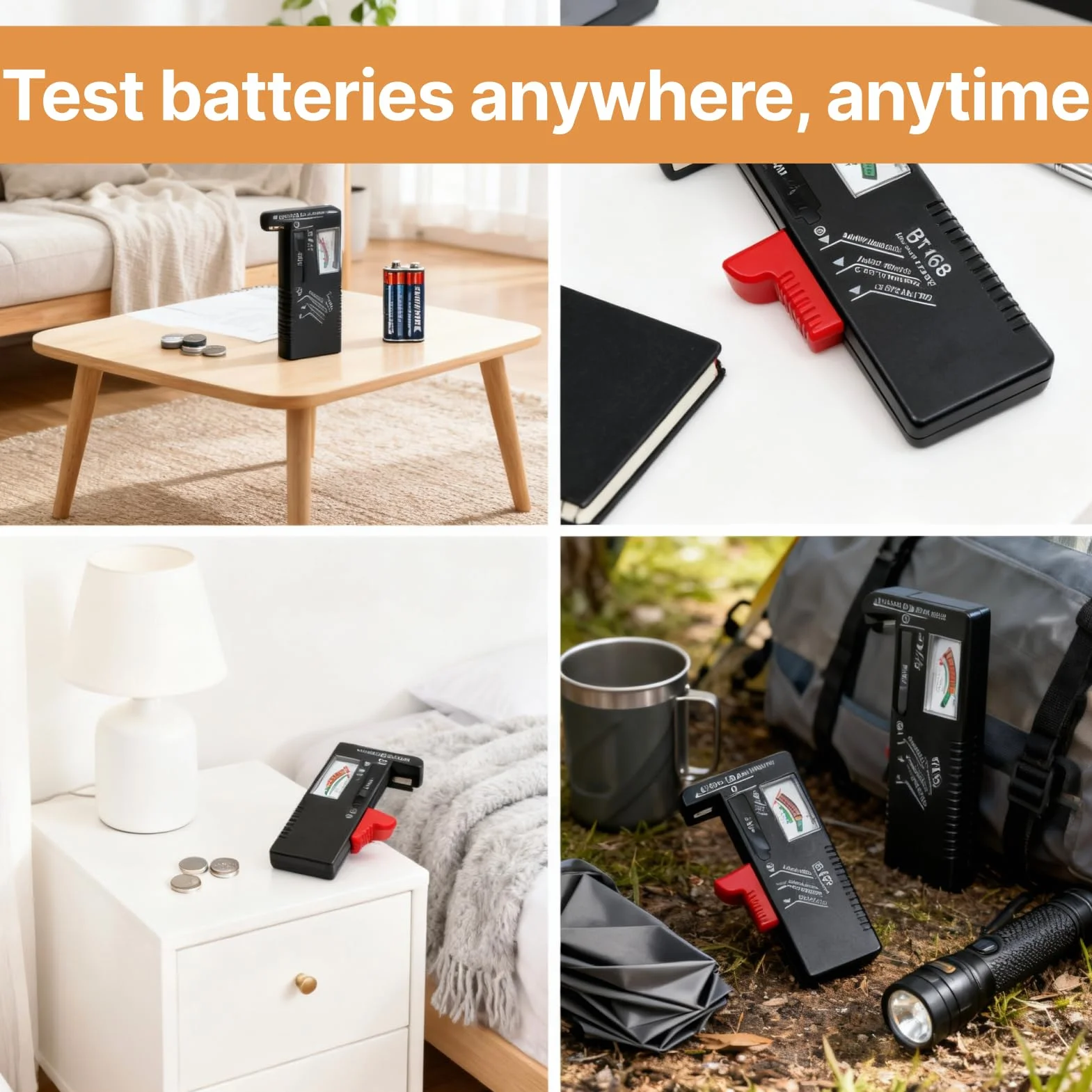 Testeur de Piles Universel pour AAA AA C D 9V et Piles à Bouton, Contrôleur de Tension de Batterie