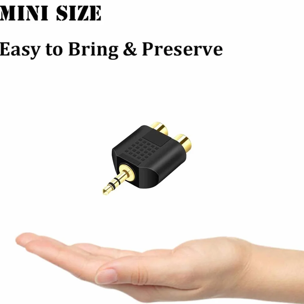 Greluma 4 Pièces 3,5 mm vers Répartiteur RCA, Adaptateur Audio 3,5 mm Stéréo Mâle vers Double RCA Femelle