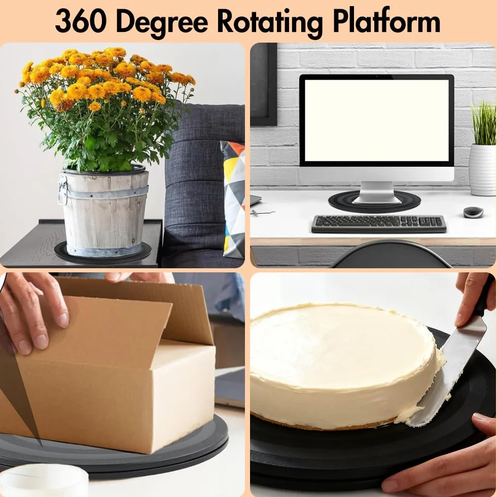 1 plateau tournant universel rotatif à 360 ° - Plateau tournant rond TV avec roulements à billes en acier - Plate-forme rotative de 20 cm - Plateau rotatif multi-usages antidérapant pour gâteau pour