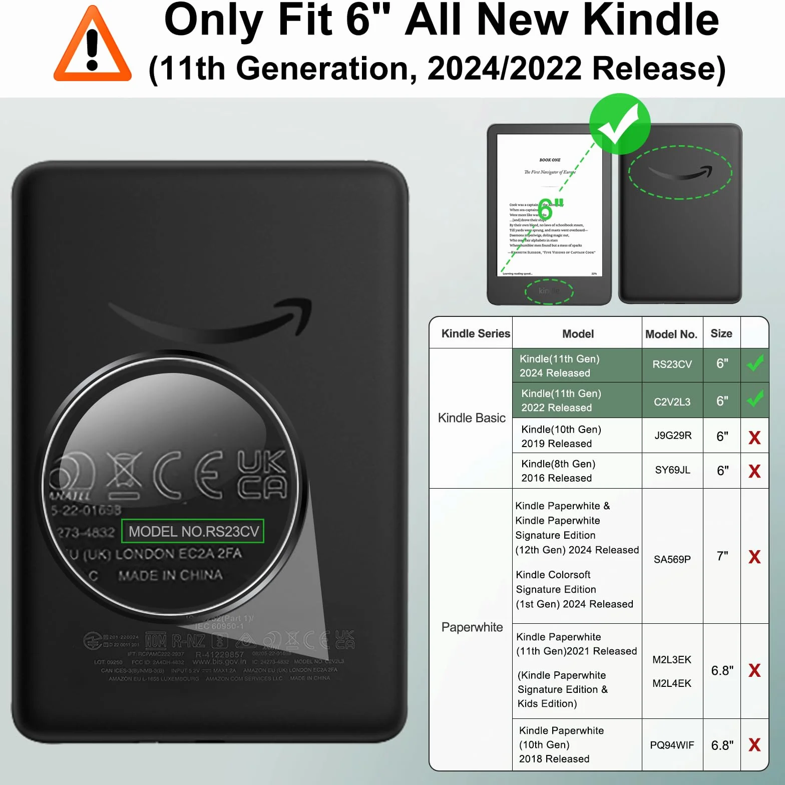 MoKo Étui Magnétique Détachable pour Le Tout Nouveau Kindle (11e Génération 2024/2022) 6 Pouces, Coque Légère et Résistante aux Rayures, à Dos Ultra-Clair avec Réveil/Sommeil Automatique, Vert Matcha