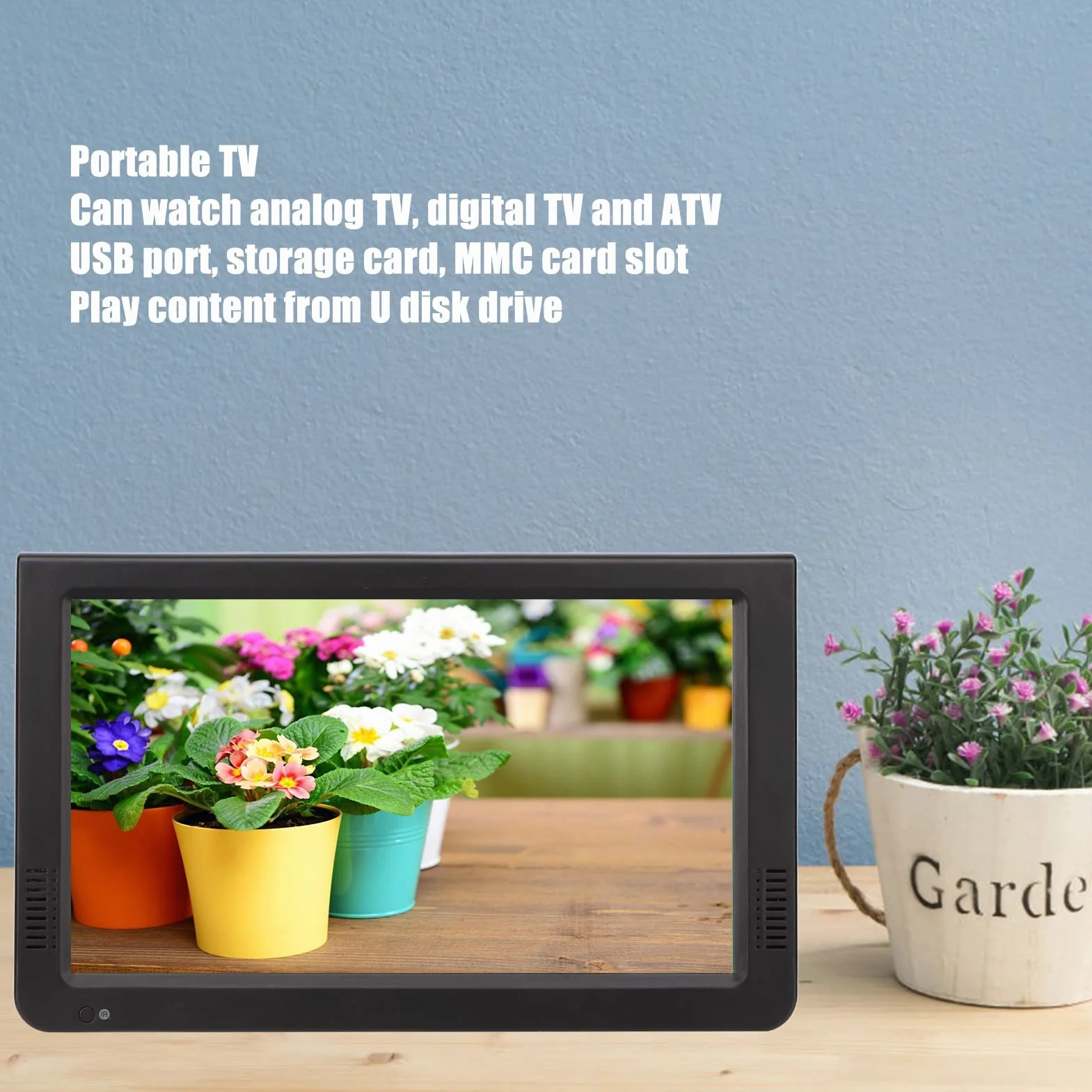 Téléviseur Portable 10 Pouces 1080p LED à Batterie Rechargeable avec Haut-parleurs USB AV